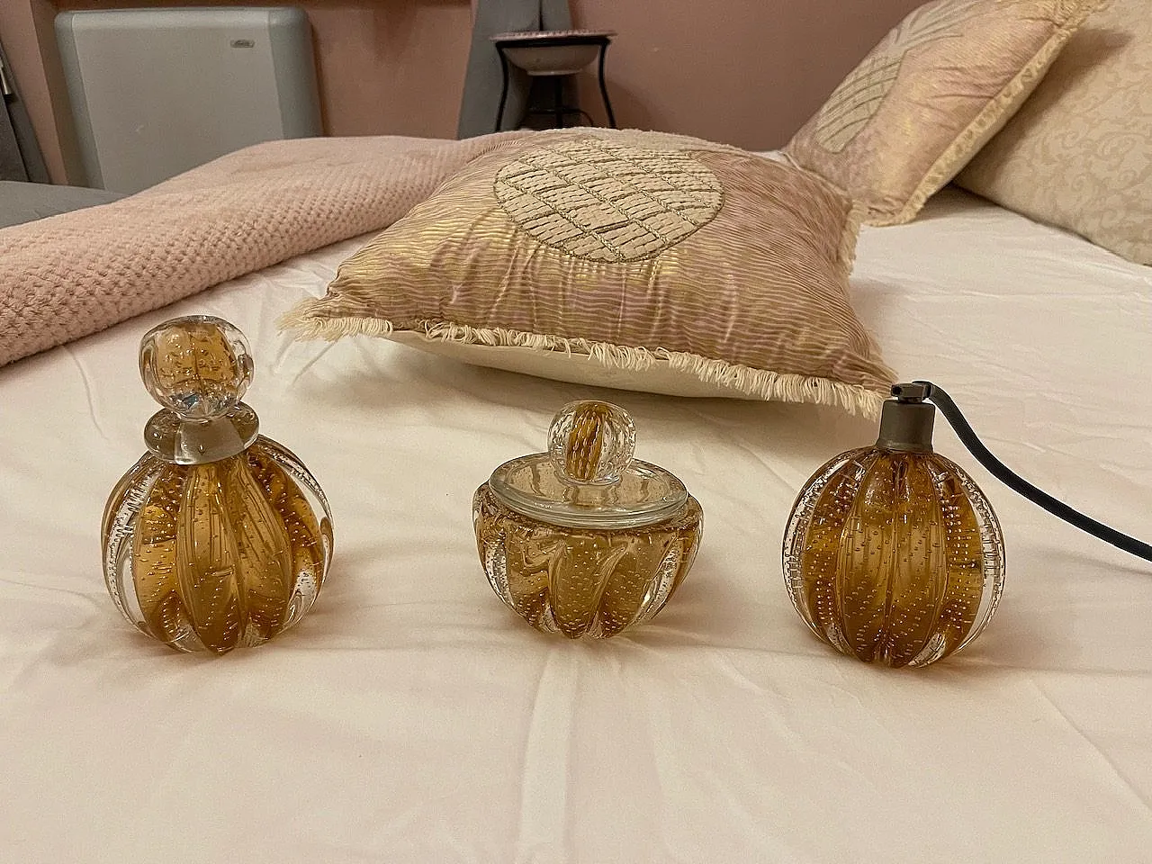 Set da toeletta in vetro Murano Bullicant, anni '50 2