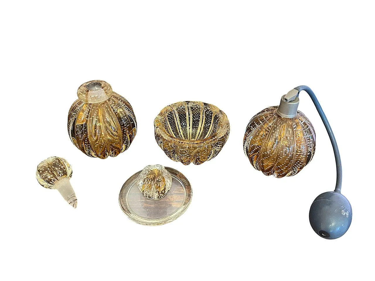 Set da toeletta in vetro Murano Bullicant, anni '50 3