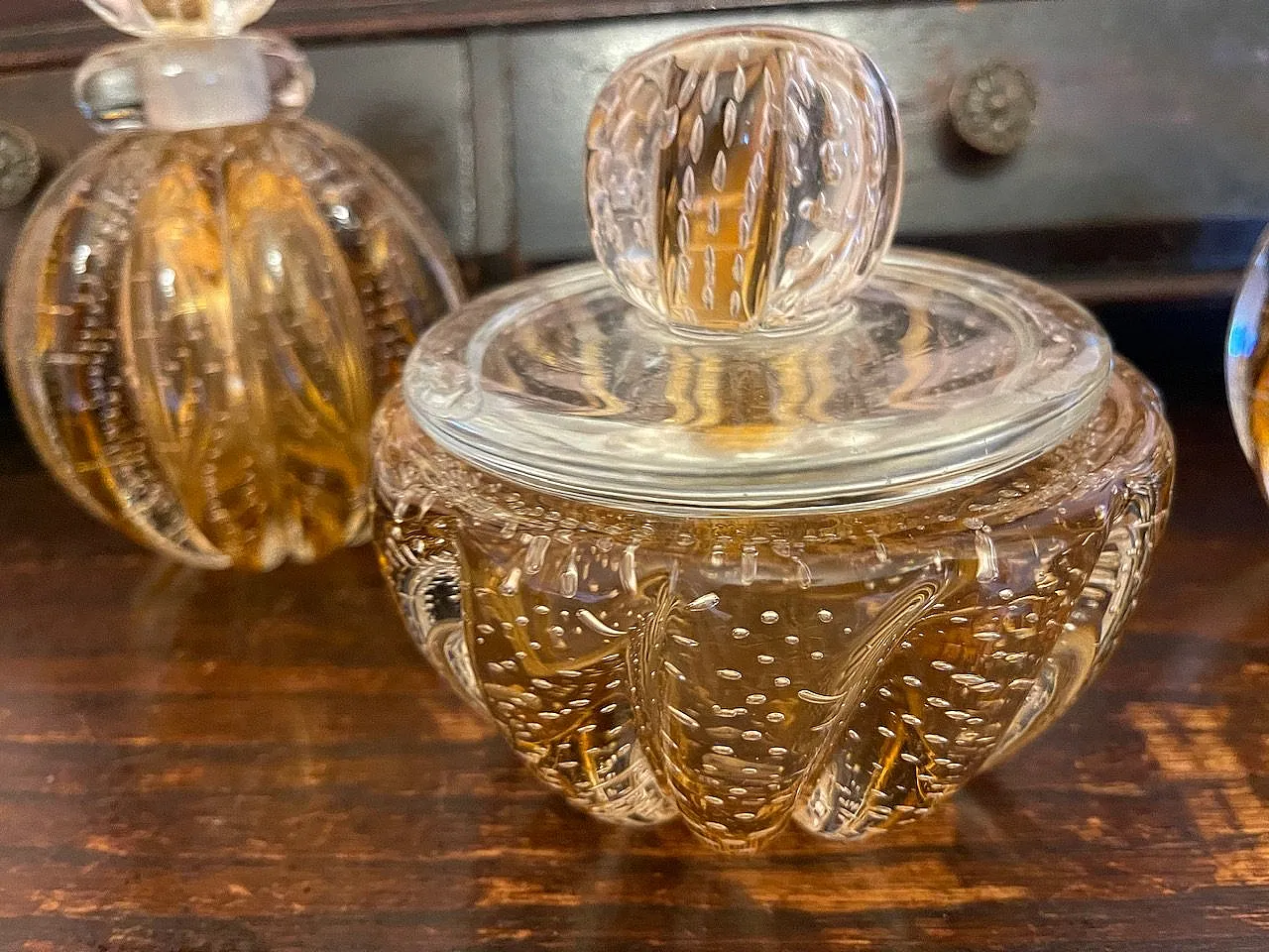 Set da toeletta in vetro Murano Bullicant, anni '50 5