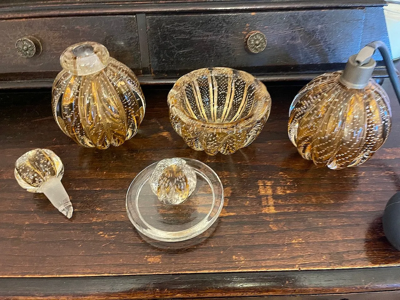 Set da toeletta in vetro Murano Bullicant, anni '50 6