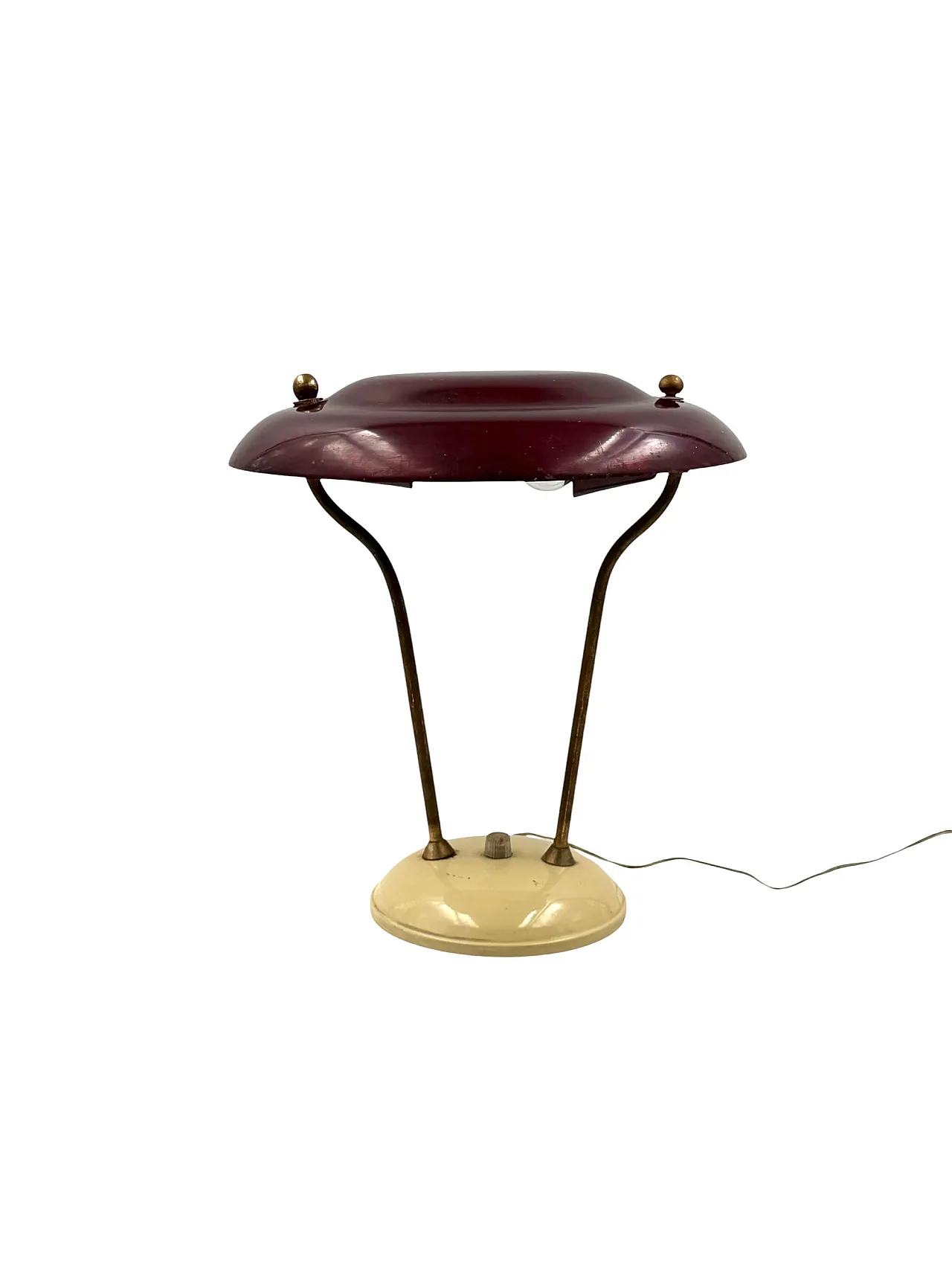 Lampada da tavolo in ottone di metà secolo, Francia 1950 9