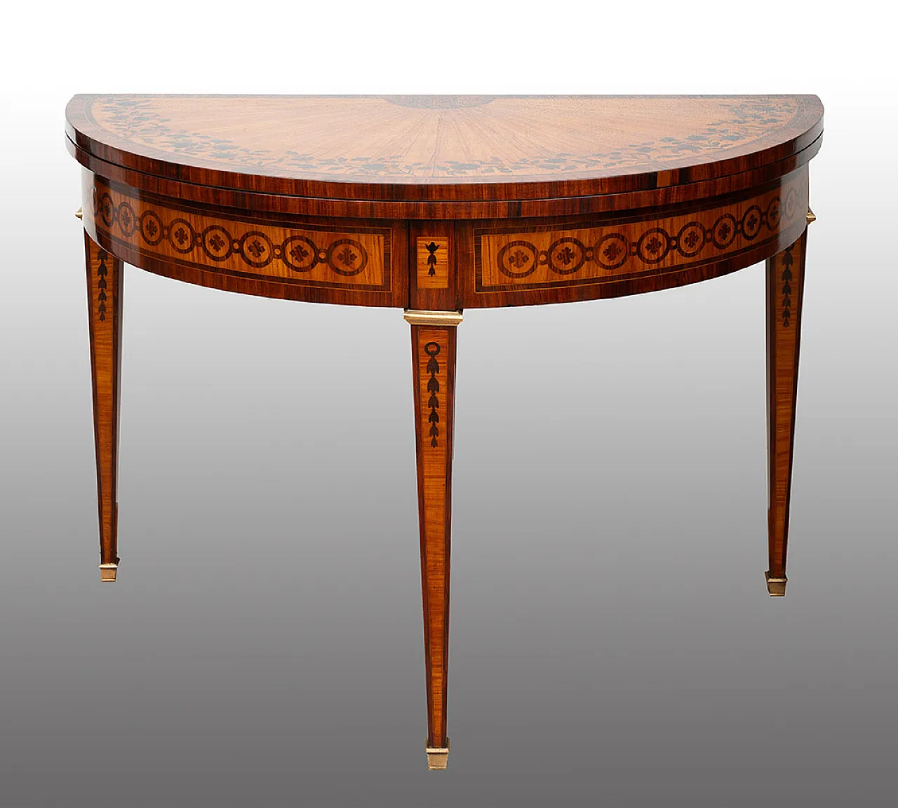 Demi Napoleon III game table in precious exotic woods, 19th century 1
