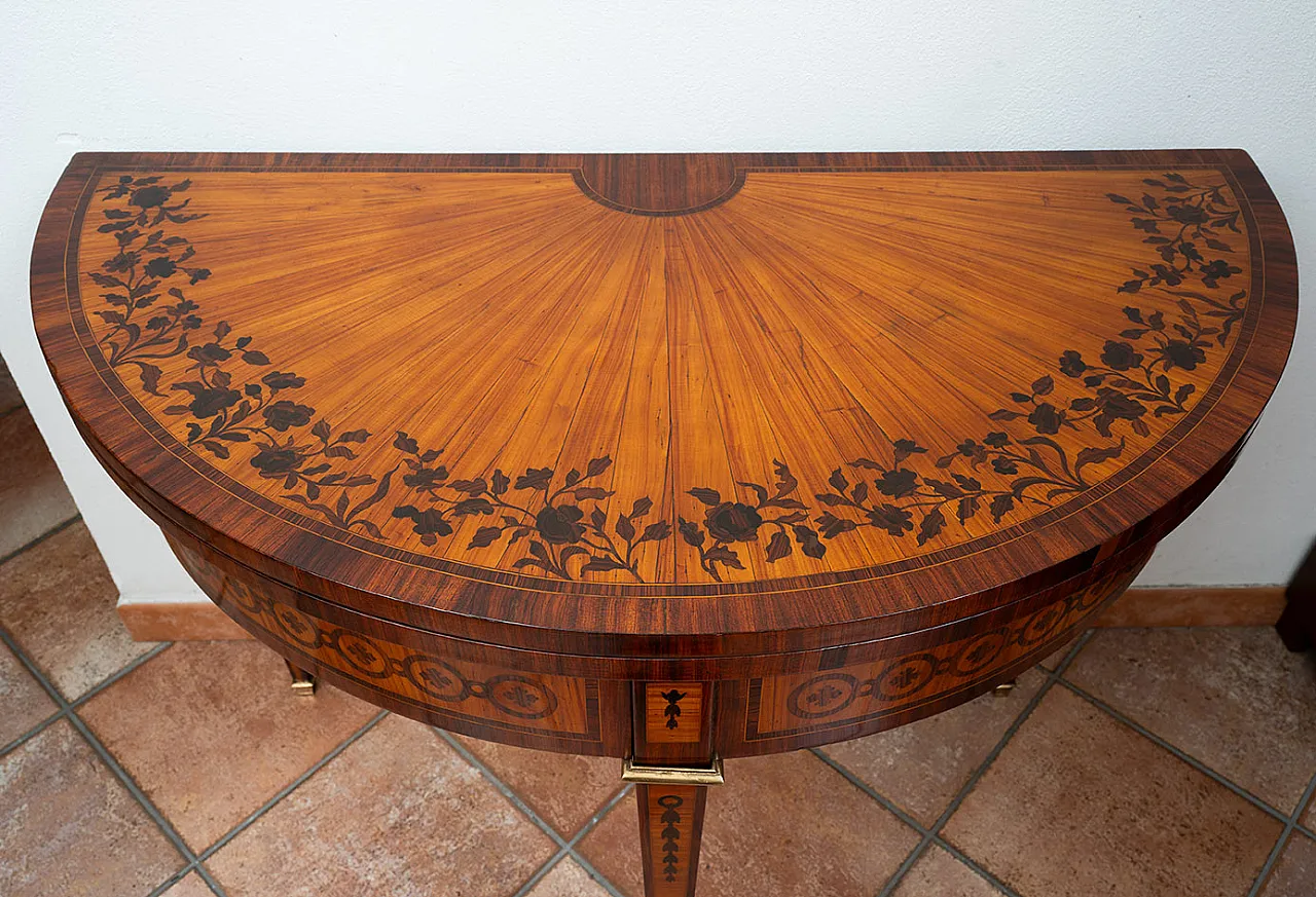 Demi Napoleon III game table in precious exotic woods, 19th century 6