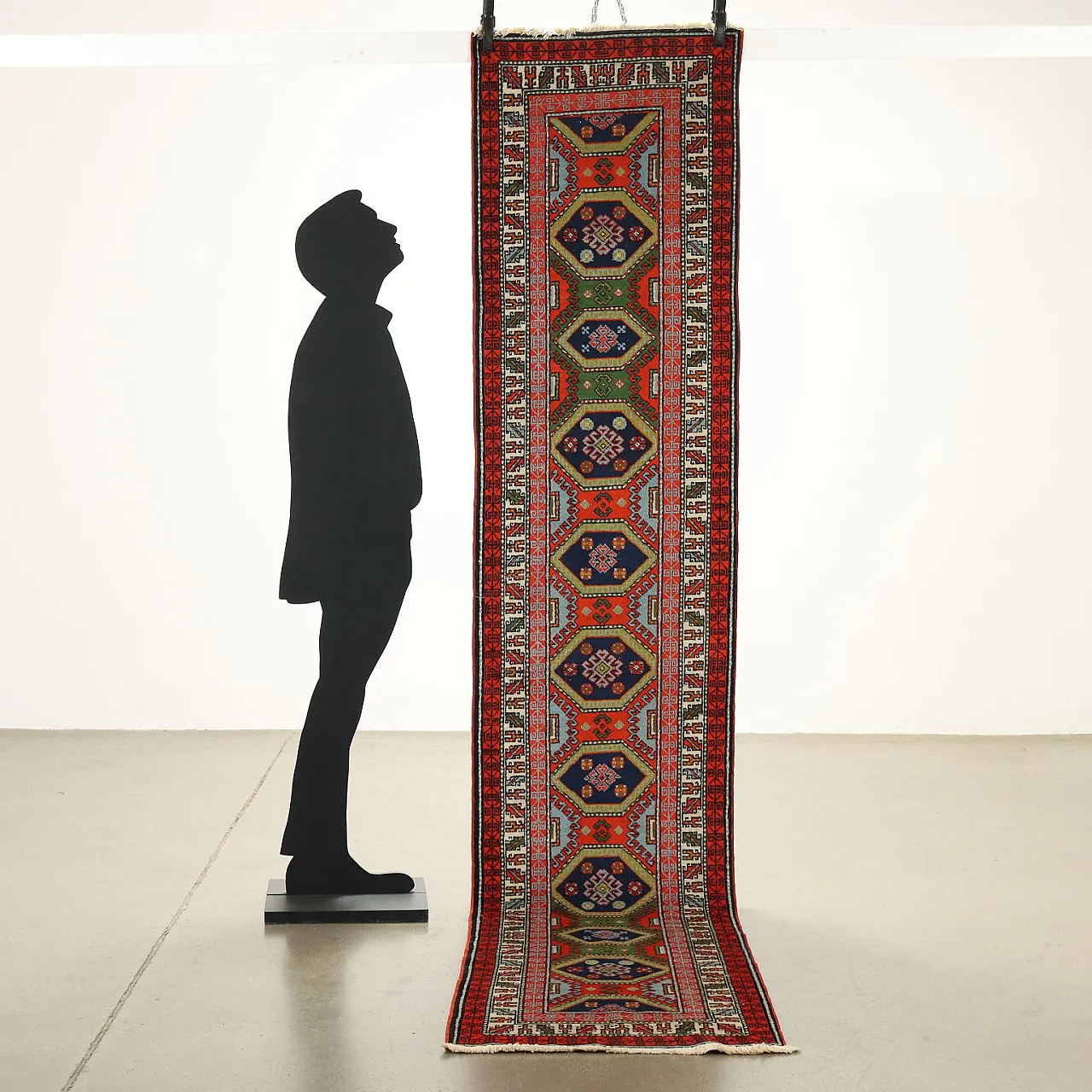 Tappeto Shirwan in cotone e lana con nodo sottile, fine '900 2