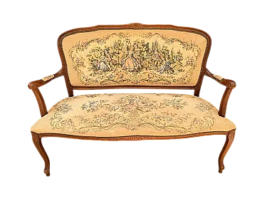 Wooden sofa and French style tapestry, 1940s