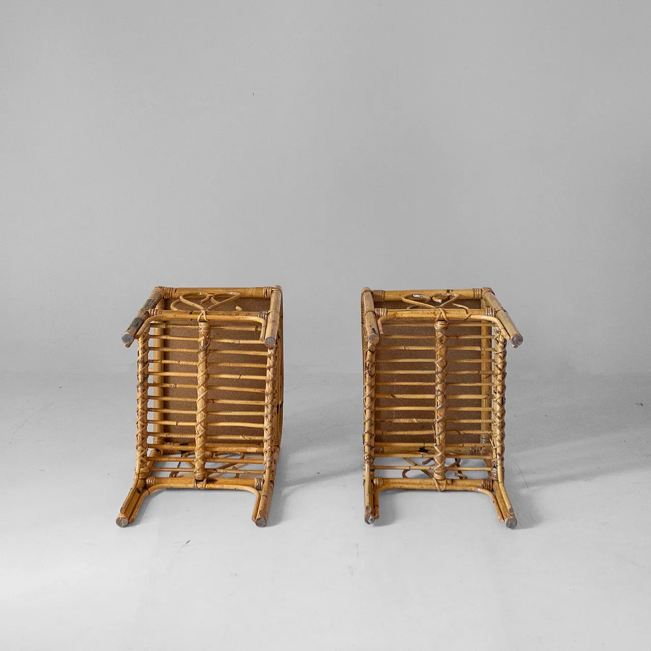 Pair of bamboo and rattan bedside tables, 1960s 7