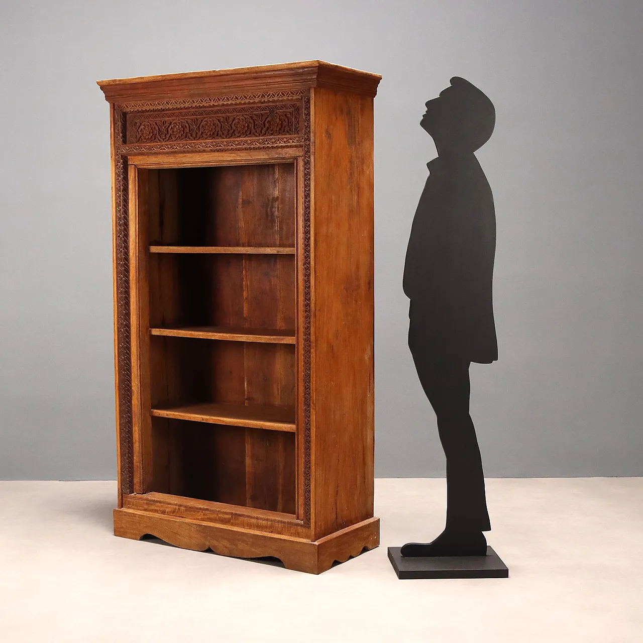 Indian open bookcase in exotic solid wood, 20th century 3