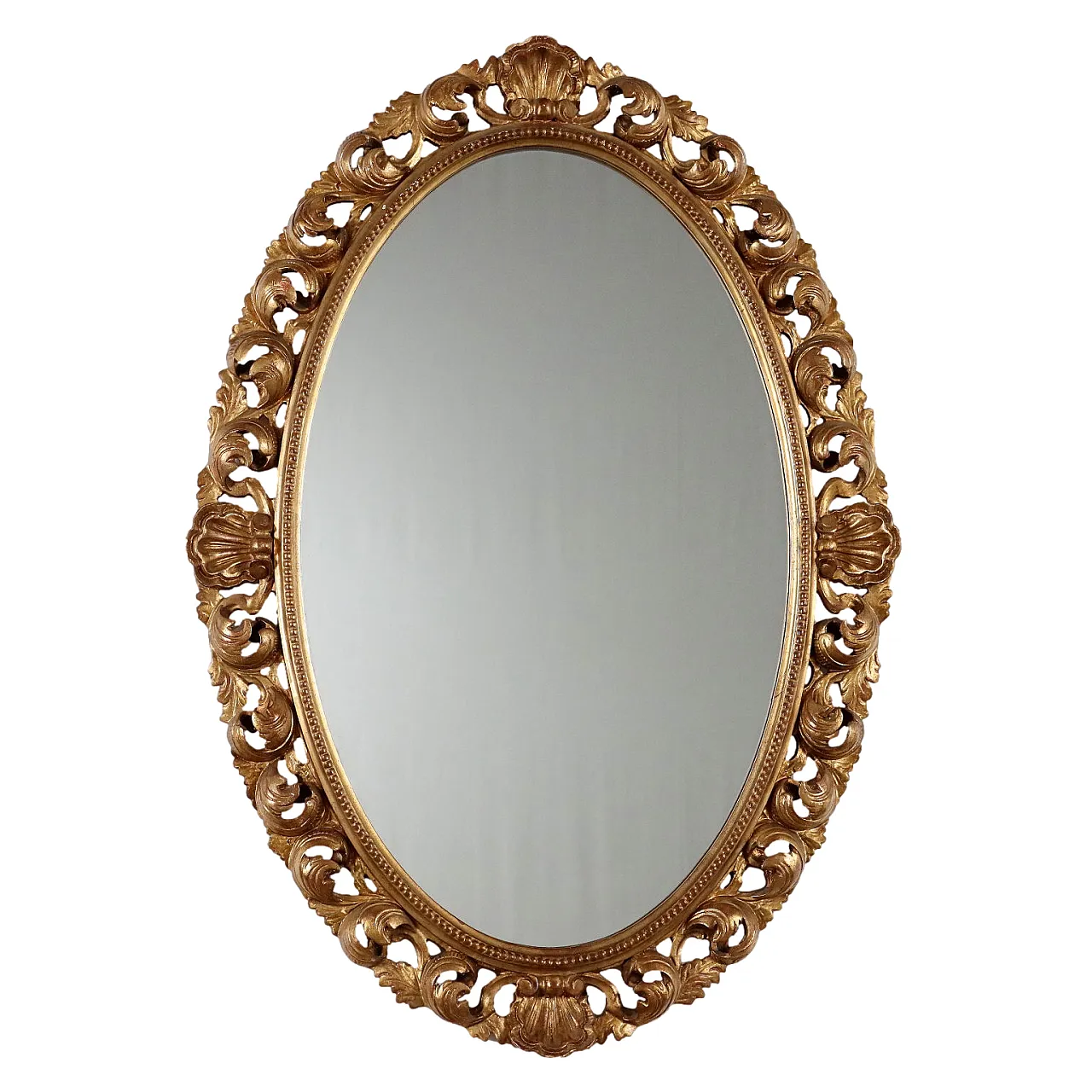 Specchio ovale in legno dorato, '900 1