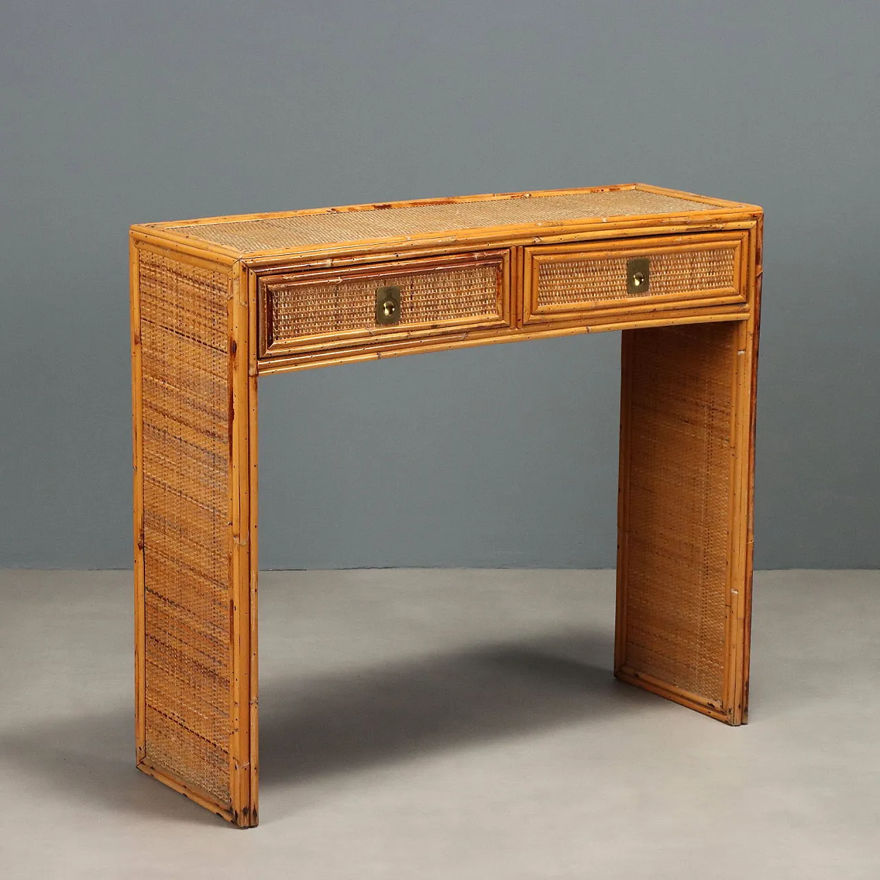 Consolle in bambù e ottone, anni '80 1