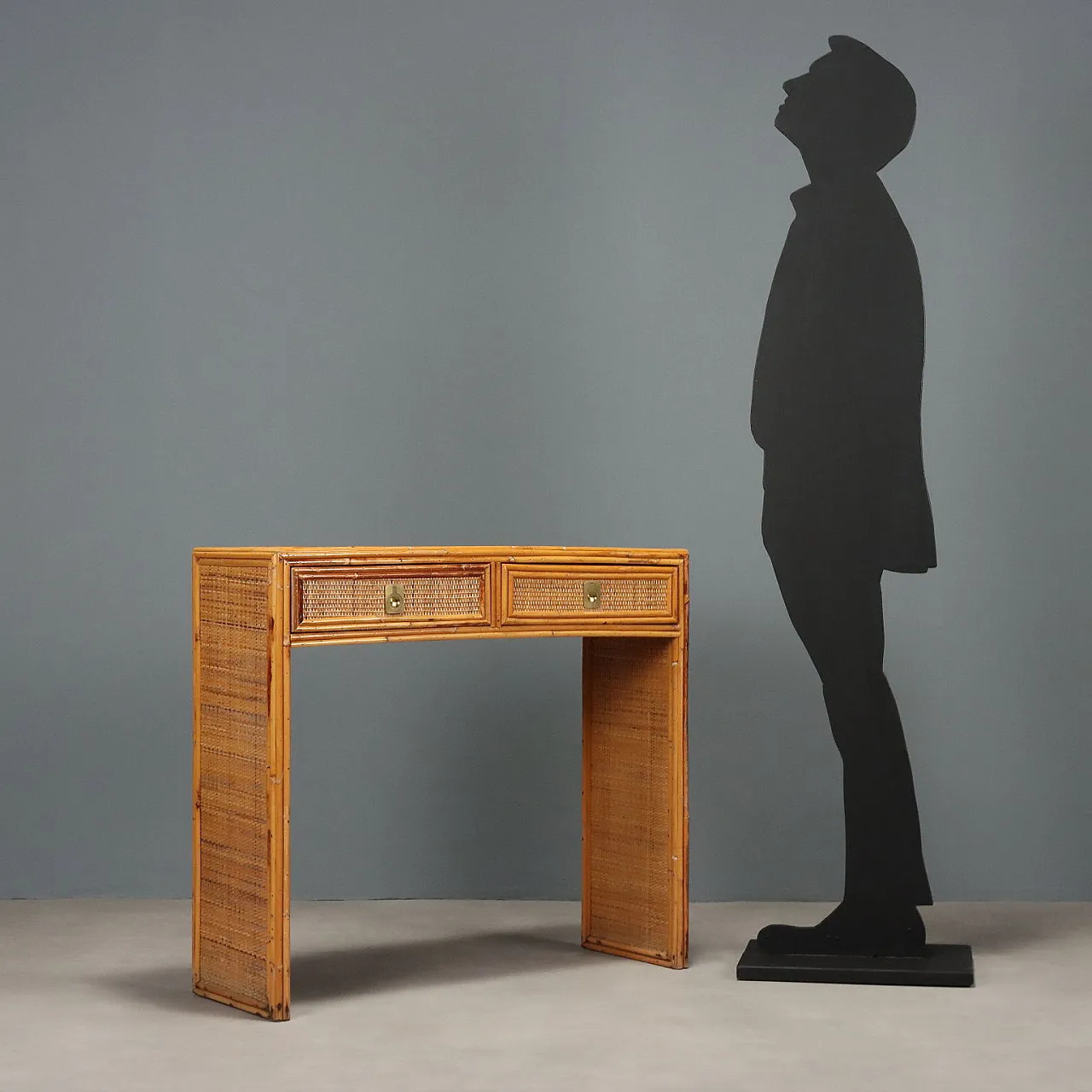 Consolle in bambù e ottone, anni '80 3