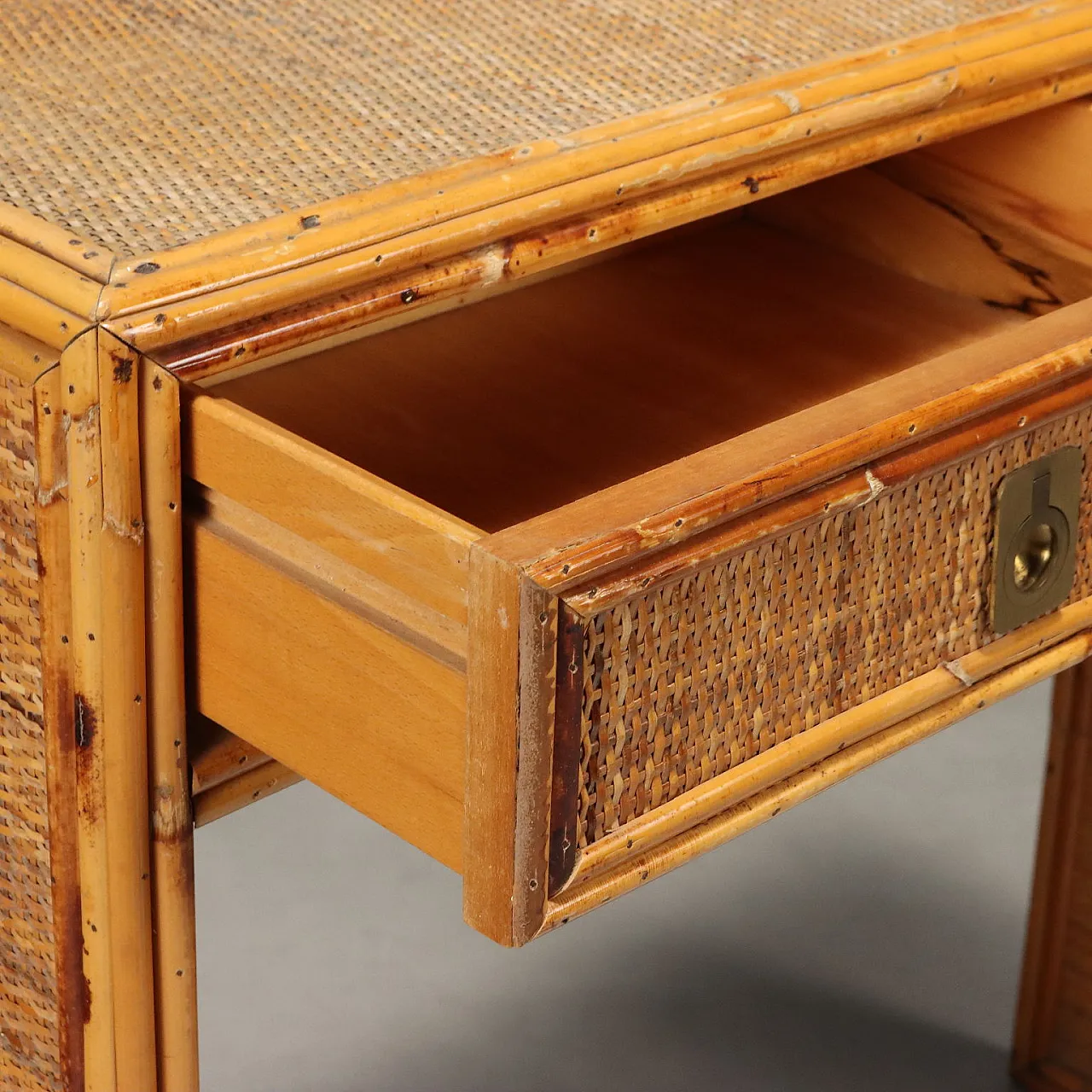 Consolle in bambù e ottone, anni '80 4