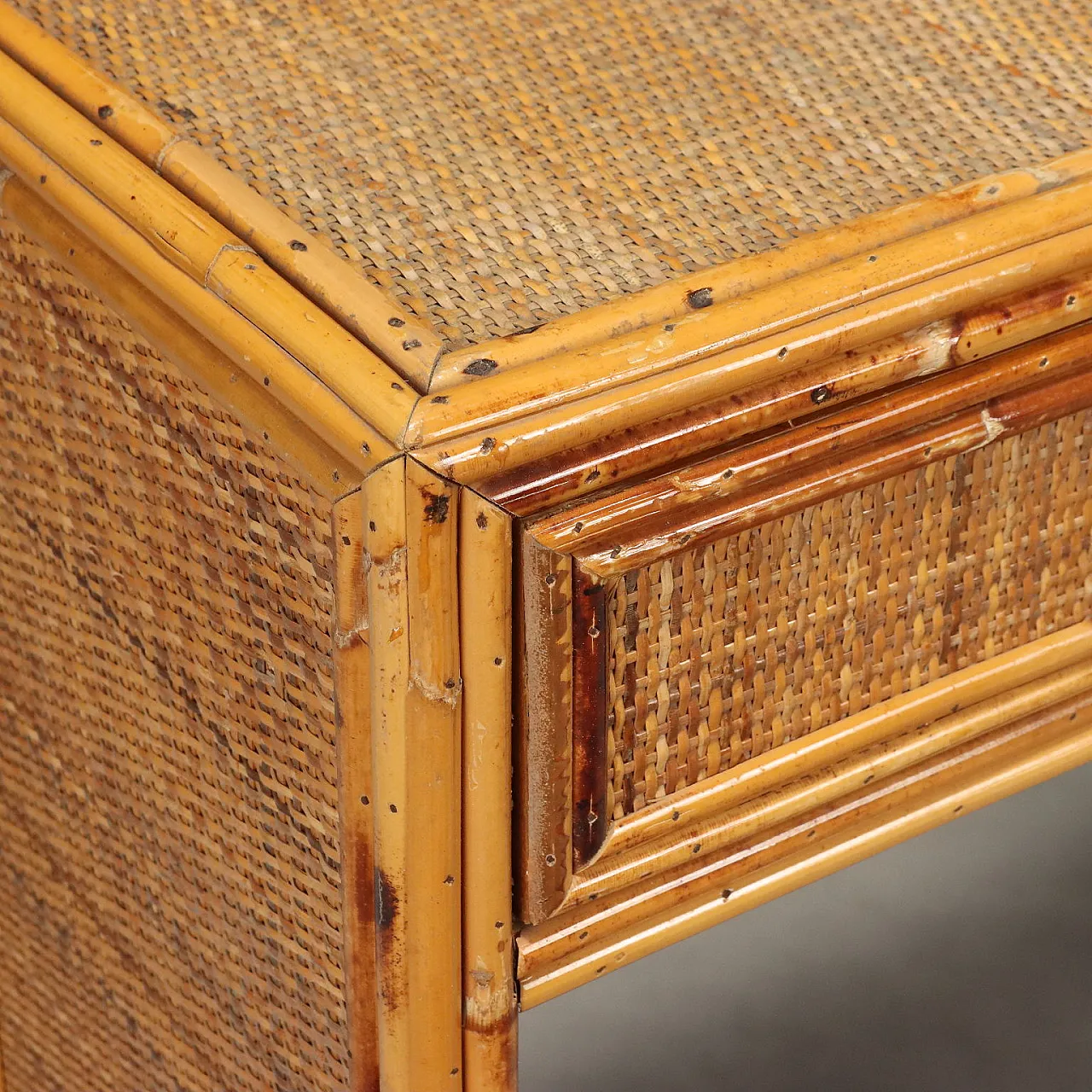 Consolle in bambù e ottone, anni '80 5