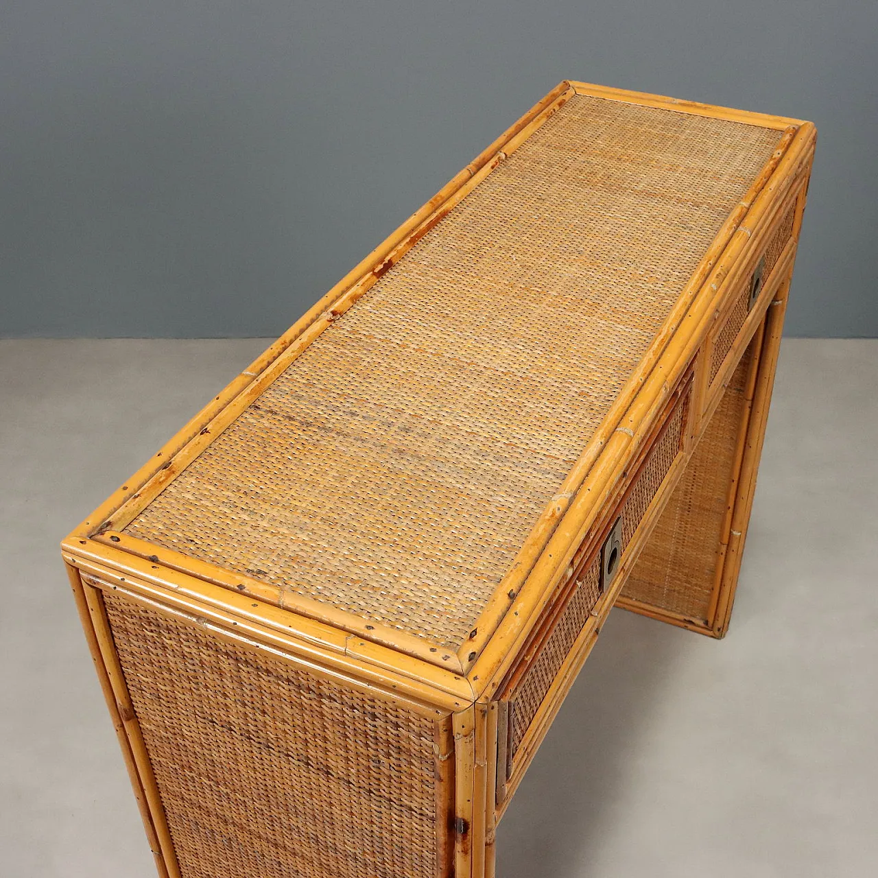 Consolle in bambù e ottone, anni '80 7