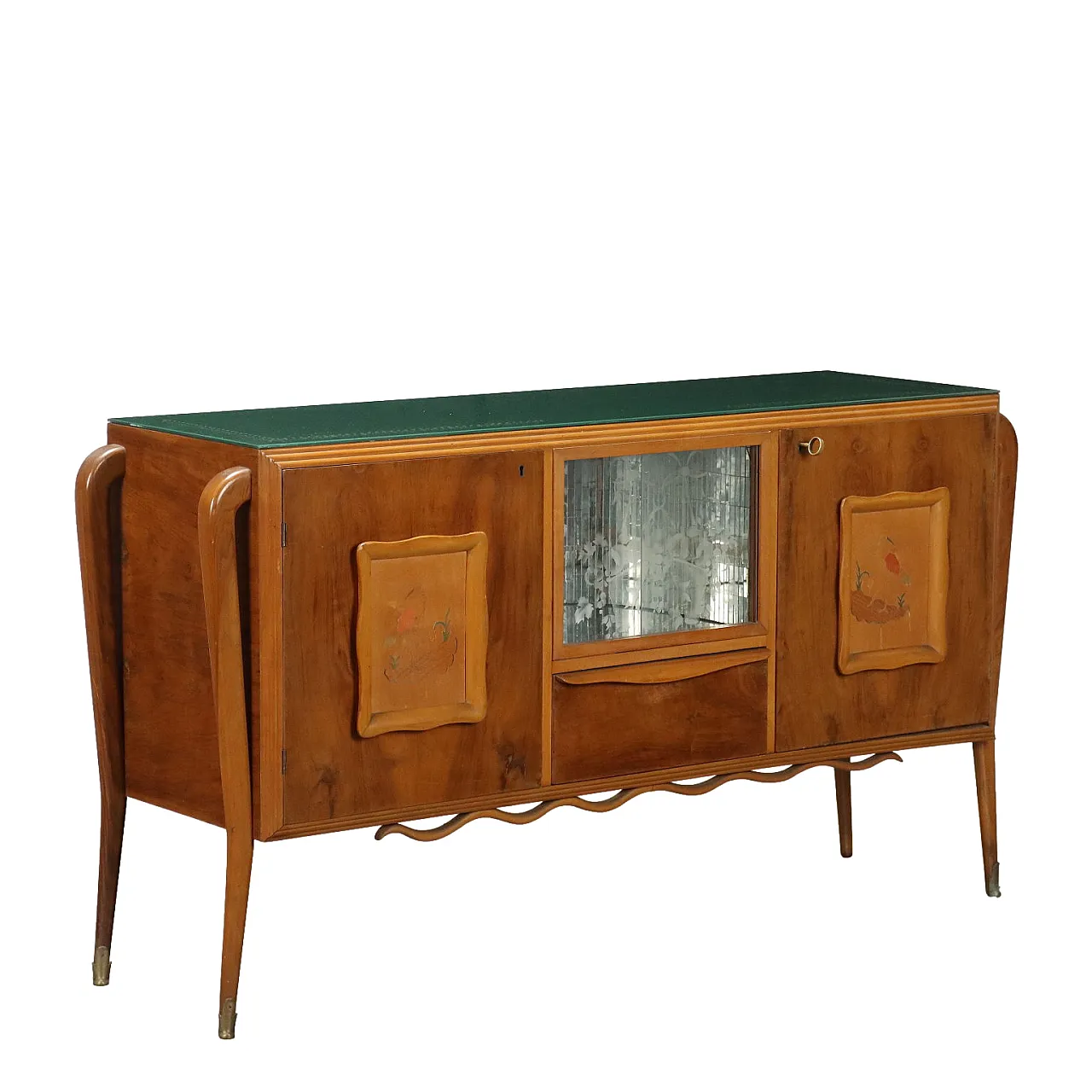 Buffet cabinet with glass top and mirrored bar compartment, 1950s 1