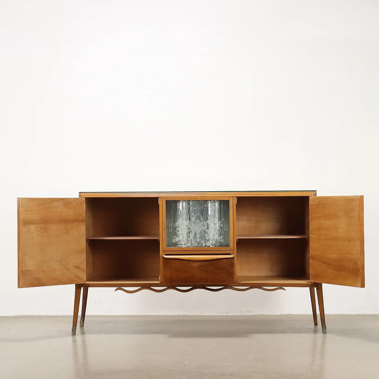 Buffet cabinet with glass top and mirrored bar compartment, 1950s 3