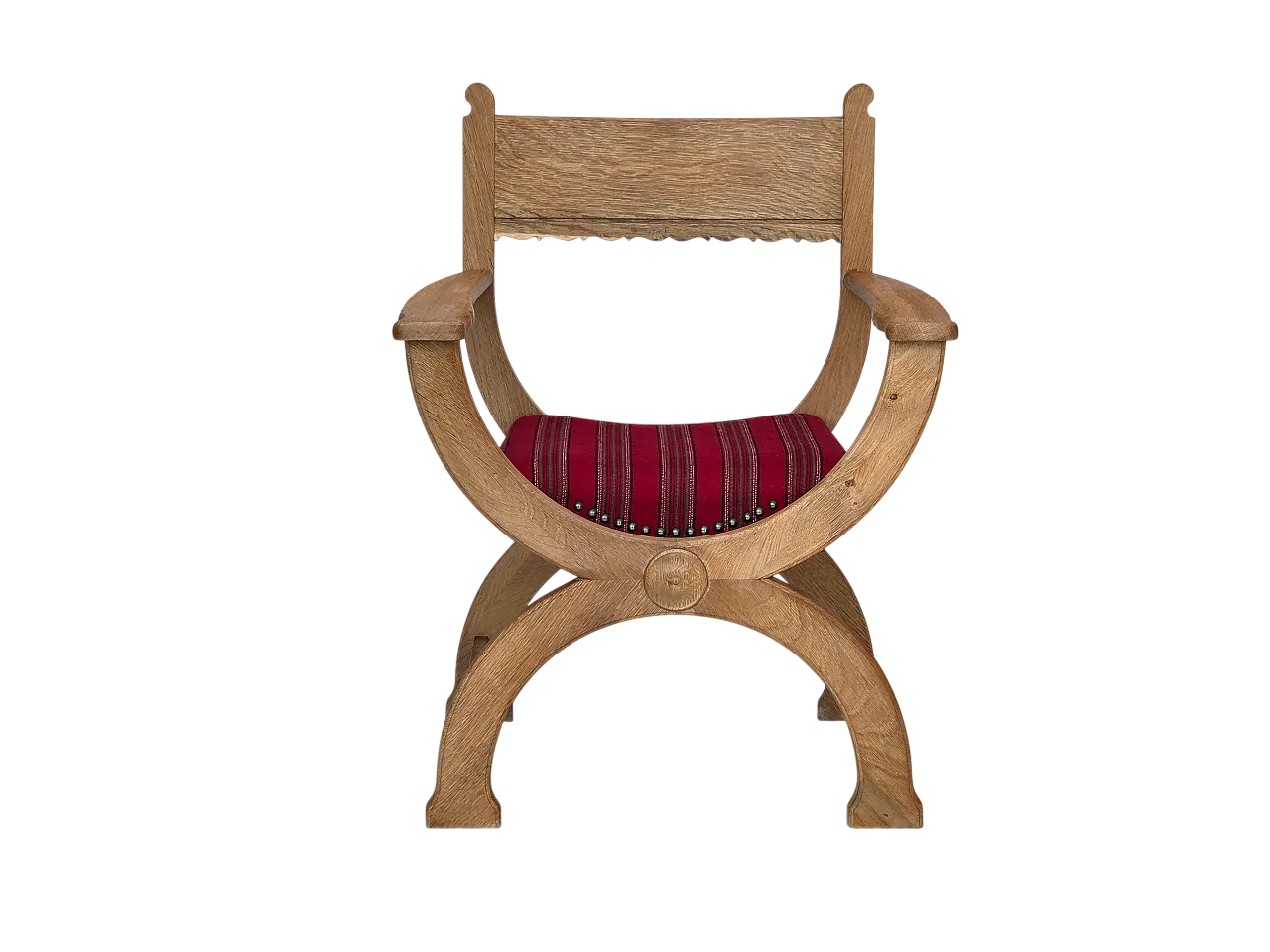 Poltrona danese, lana di mobili rossi originale, legno di quercia solida, anni '70 20