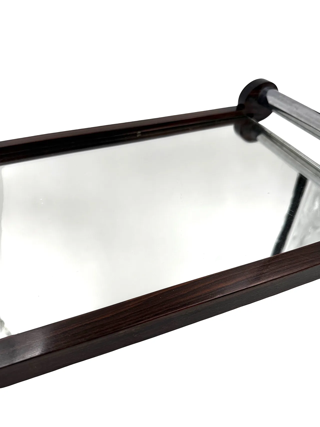 Vassoio Art Déco in legno con specchio, Francia anni '30 10