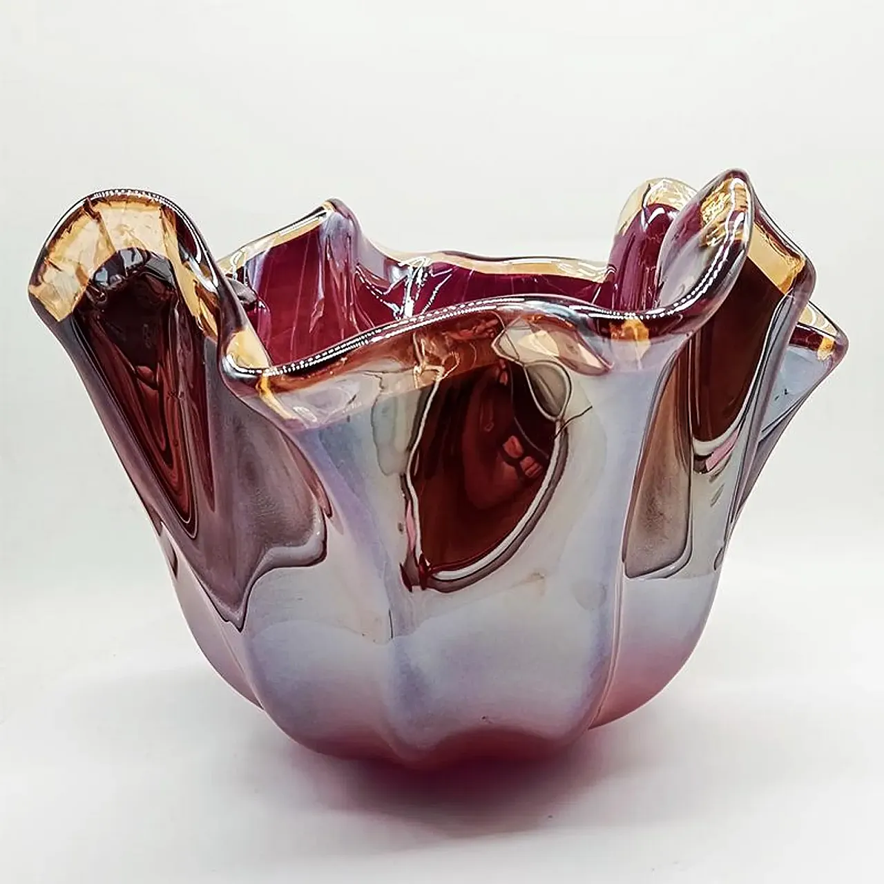 Big Jacketed Fazzoletto vase in Murano glass, 2000s 1