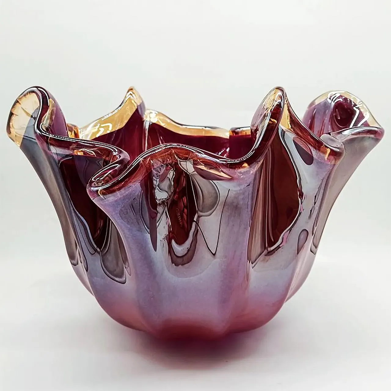 Big Jacketed Fazzoletto vase in Murano glass, 2000s 2