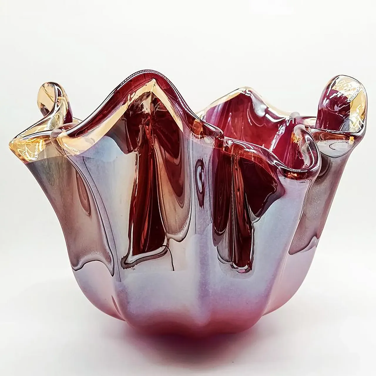 Big Jacketed Fazzoletto vase in Murano glass, 2000s 3