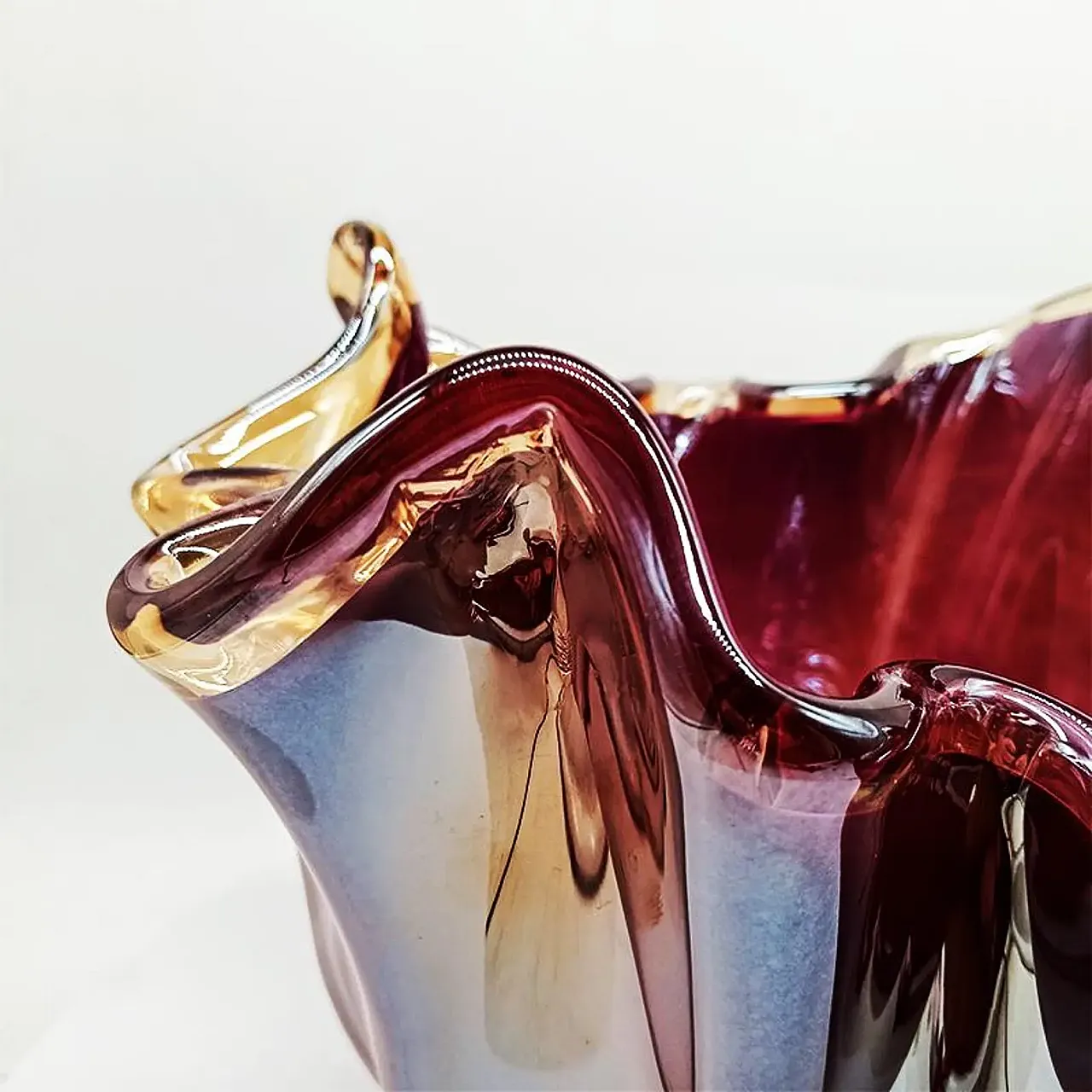 Big Jacketed Fazzoletto vase in Murano glass, 2000s 5