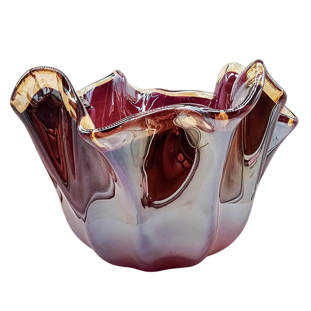 Big Jacketed Fazzoletto vase in Murano glass, 2000s 8