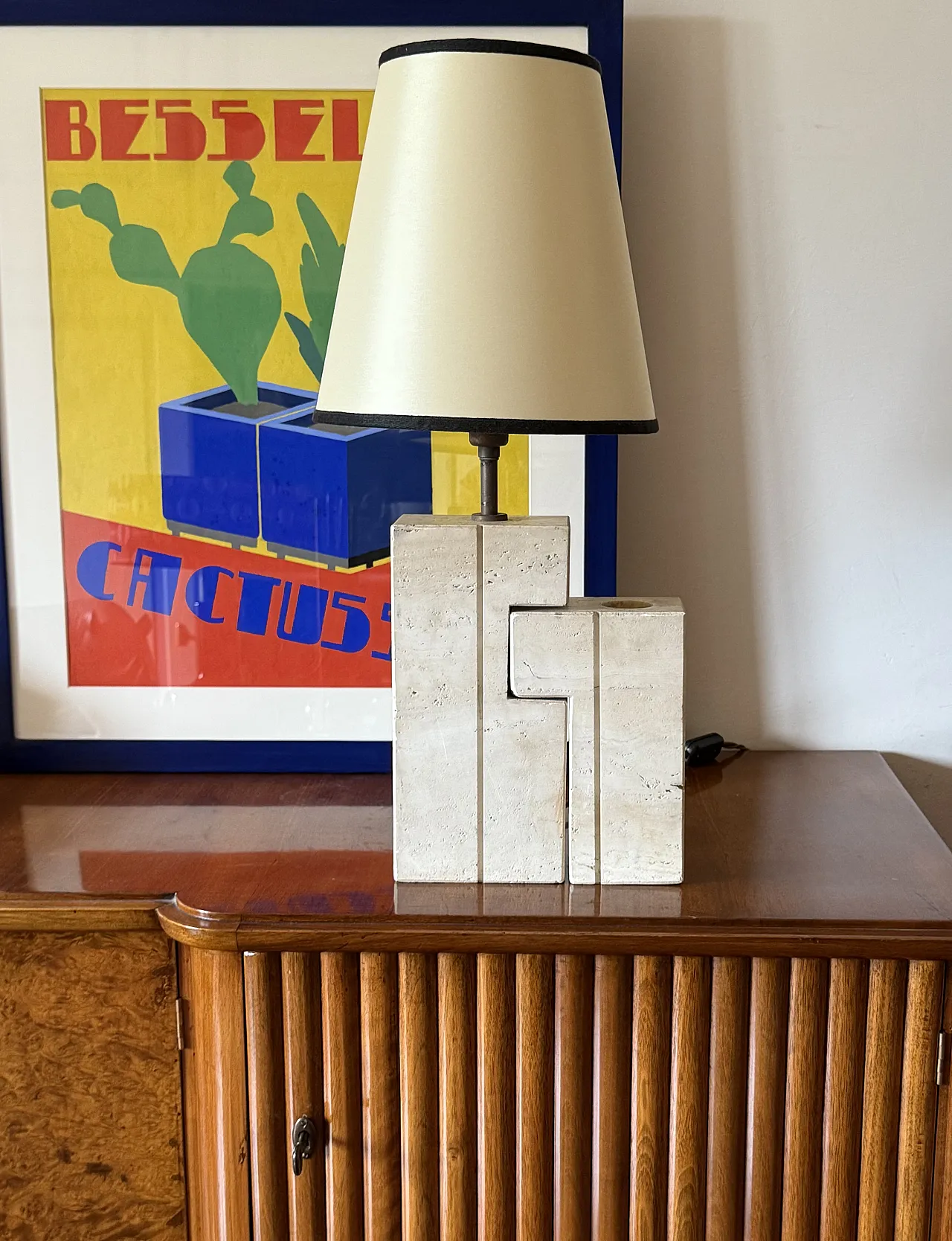 Table lamp in Midcentury travertine, Sormani Italy 1960 2
