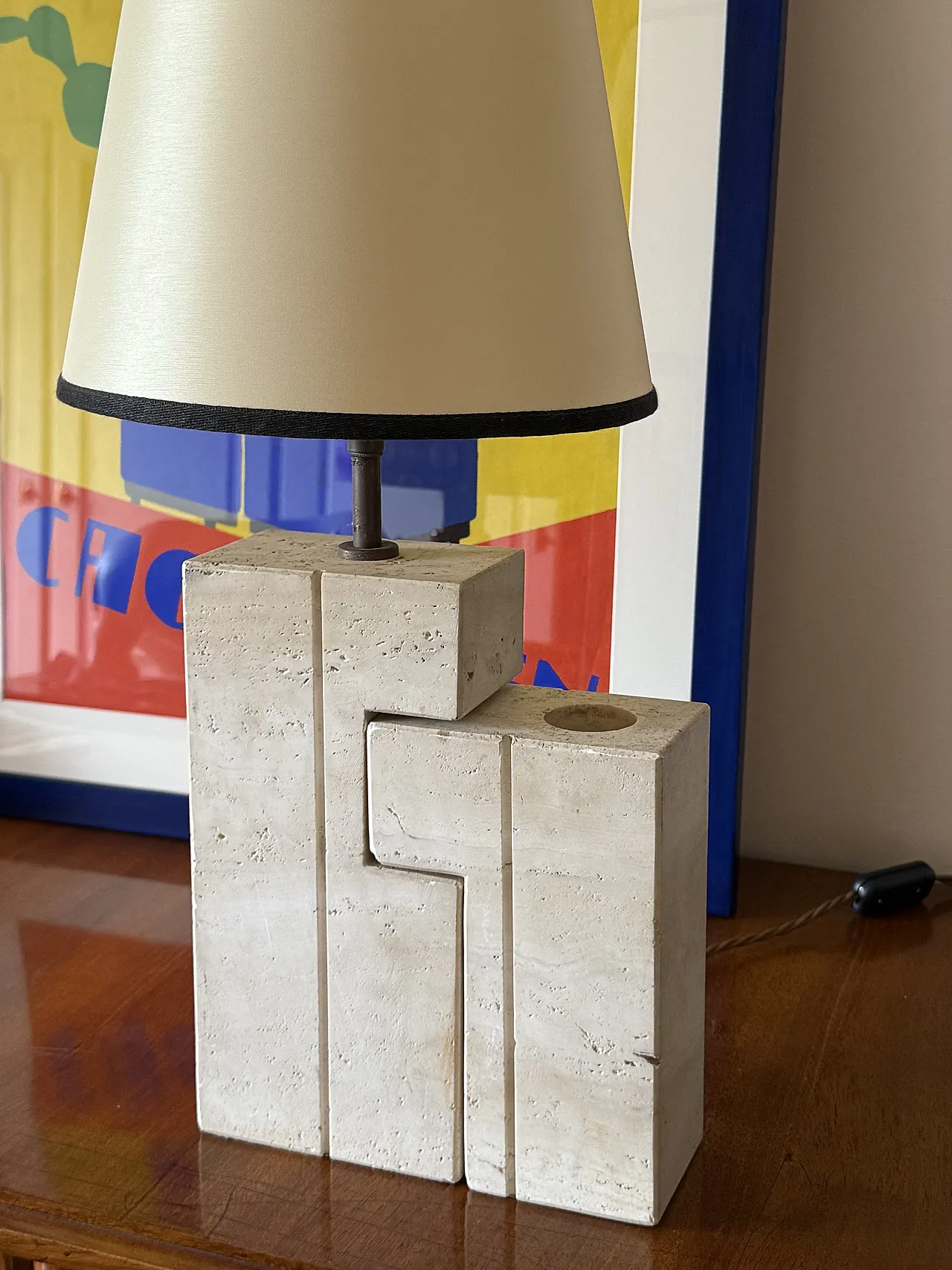 Table lamp in Midcentury travertine, Sormani Italy 1960 4