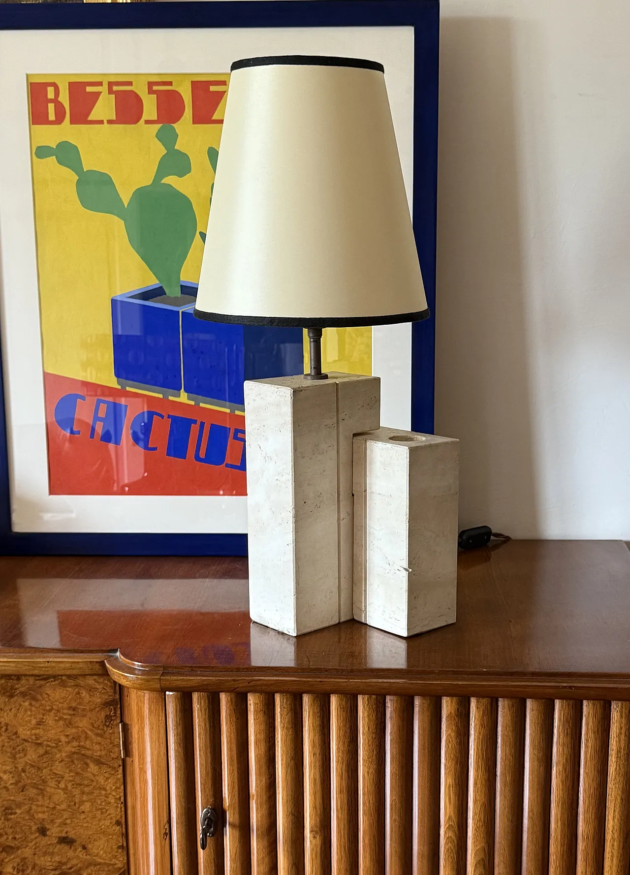 Table lamp in Midcentury travertine, Sormani Italy 1960 5