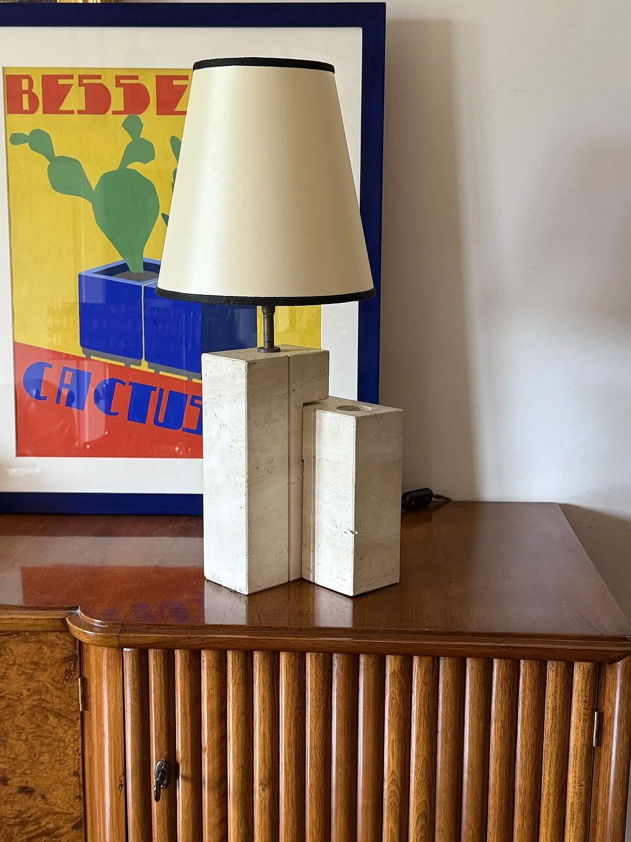 Table lamp in Midcentury travertine, Sormani Italy 1960 6