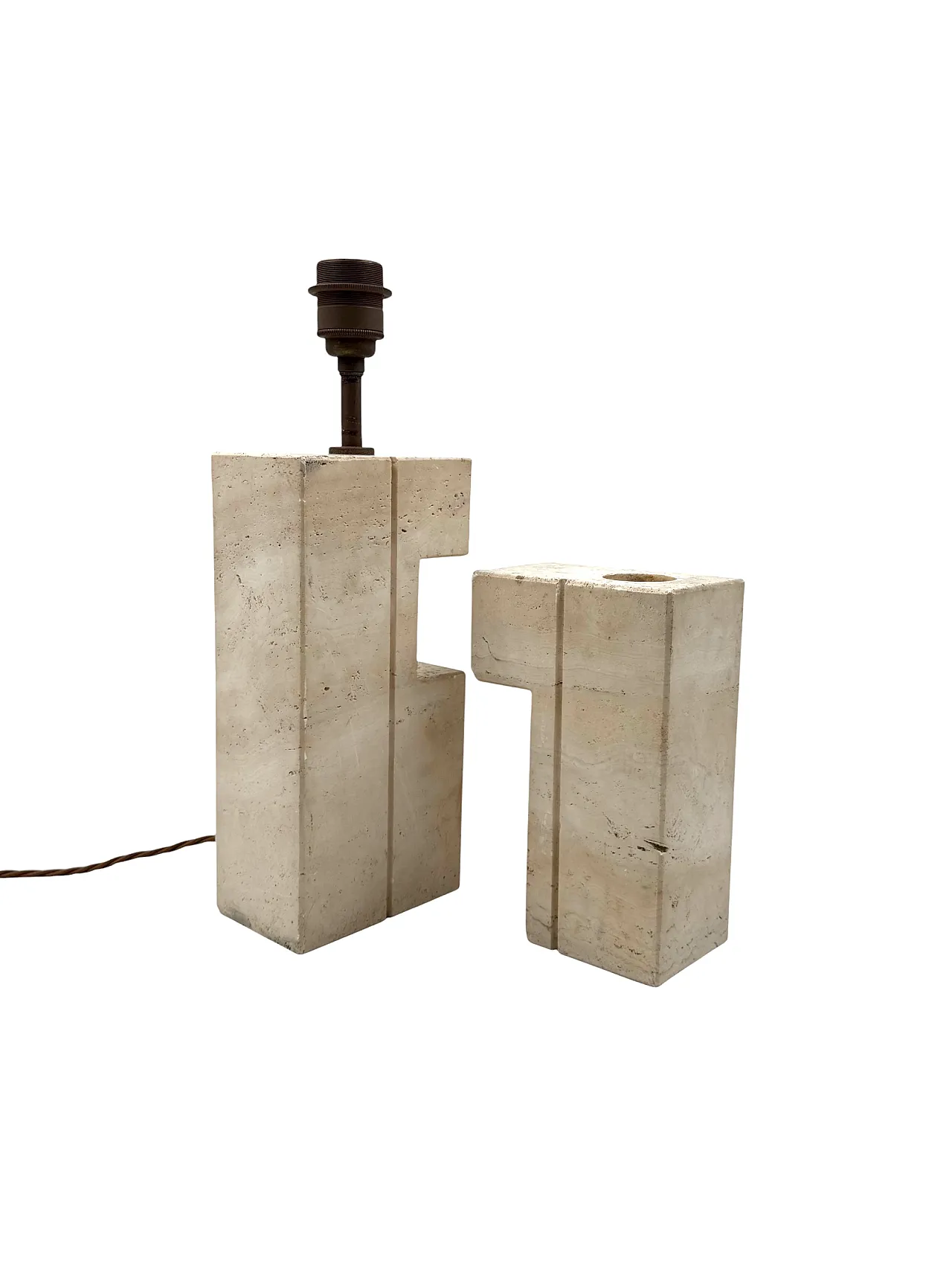 Table lamp in Midcentury travertine, Sormani Italy 1960 13