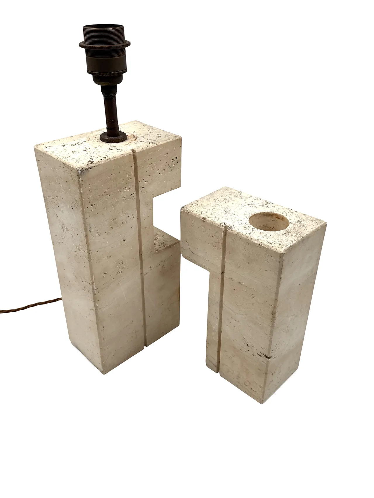 Table lamp in Midcentury travertine, Sormani Italy 1960 16