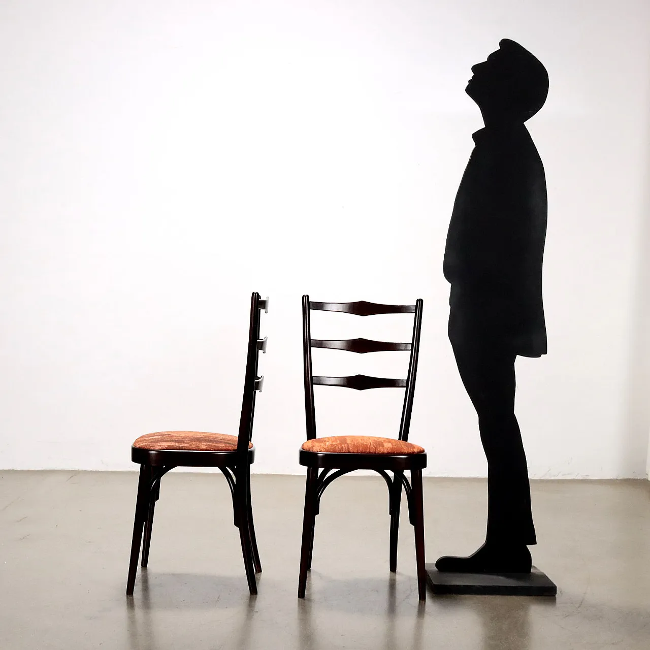 4 wooden and fabric chairs, 1960s 2