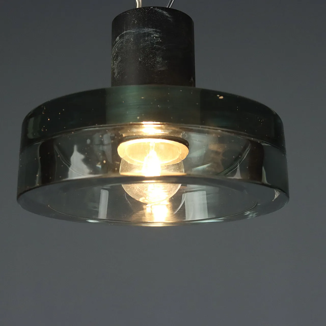 Lampada da soffitto in metallo e vetro, anni '60 1