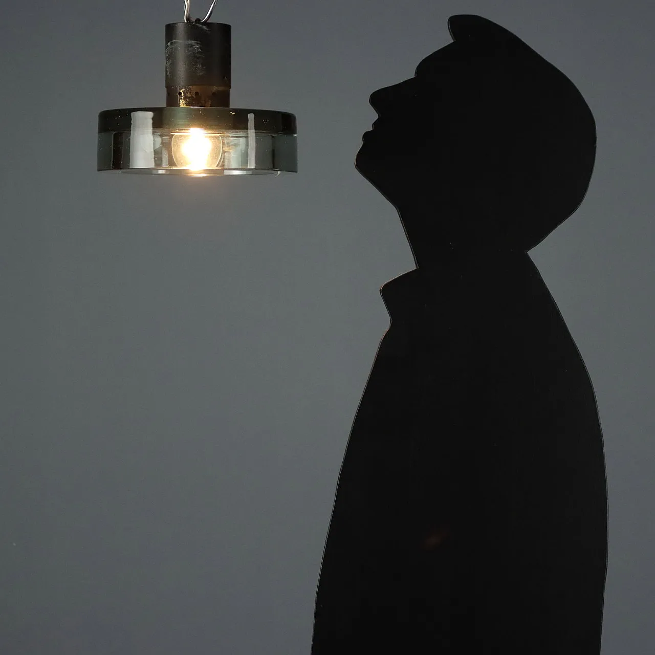 Lampada da soffitto in metallo e vetro, anni '60 2