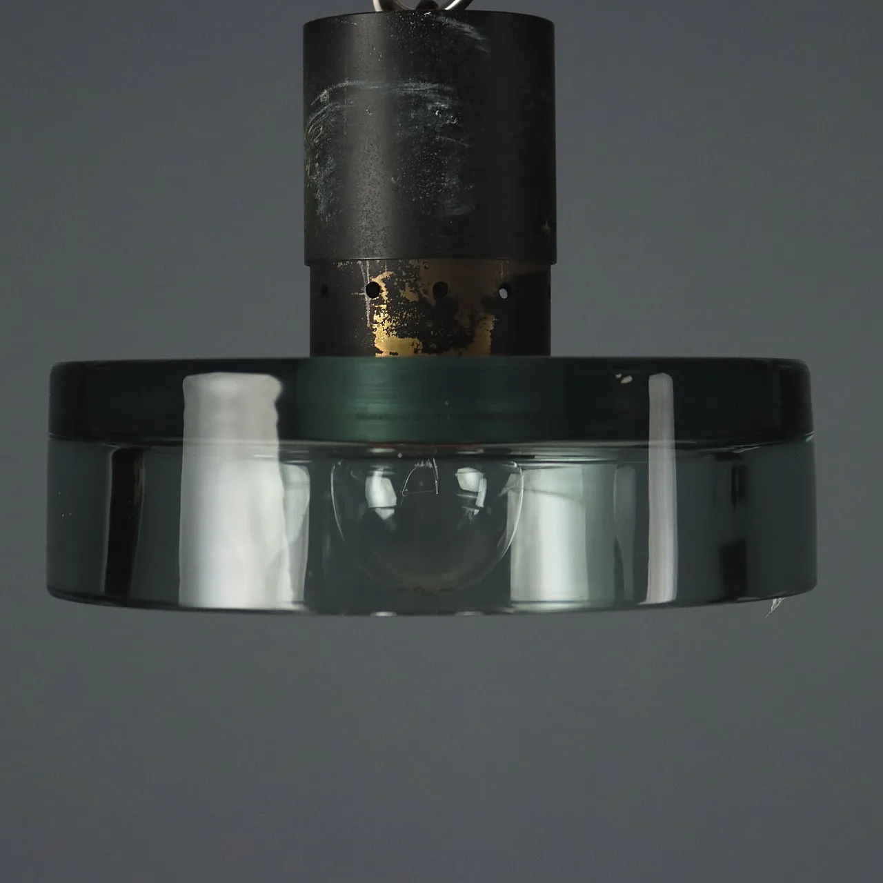 Lampada da soffitto in metallo e vetro, anni '60 3