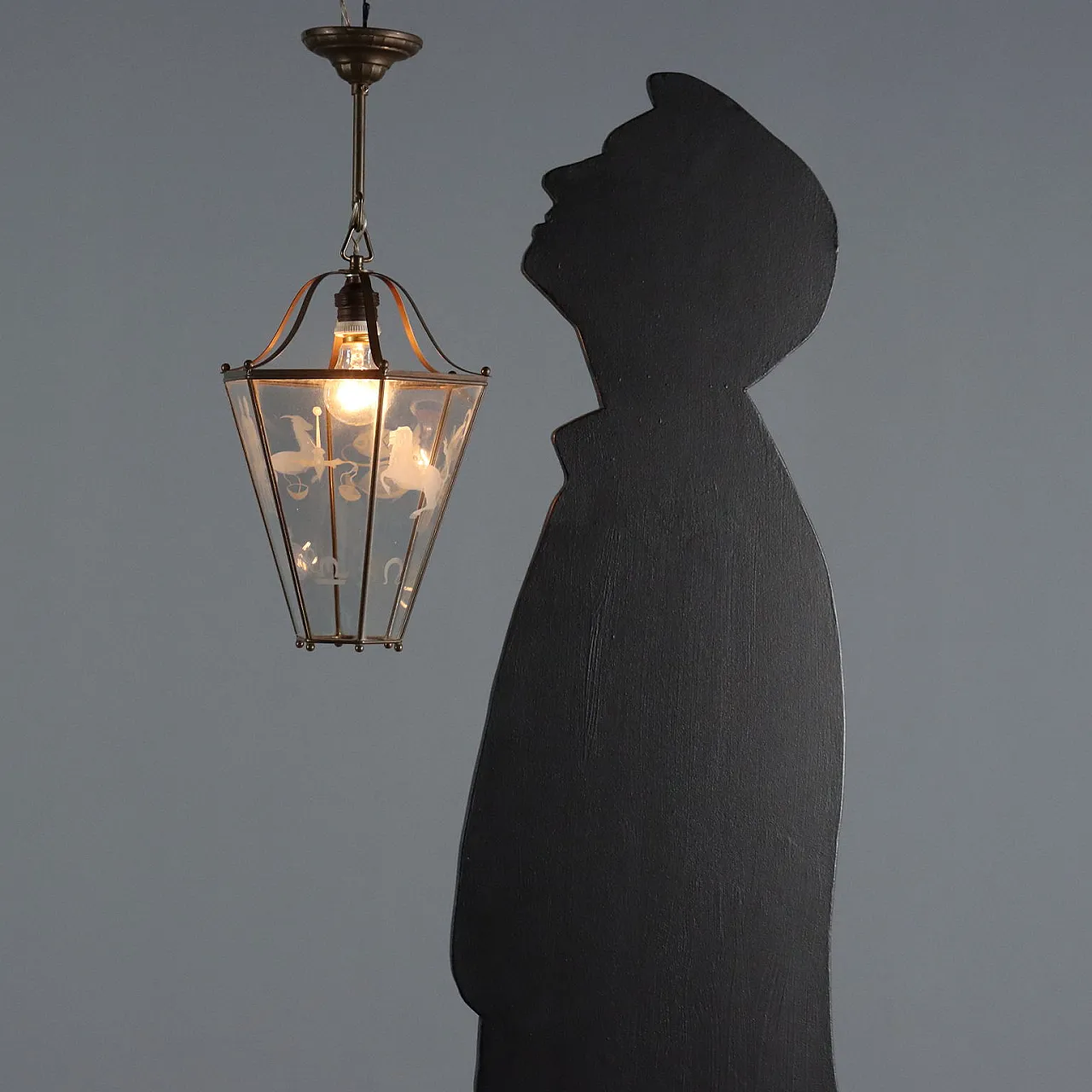 Lanterna a forma di piramide rovesciata in metallo, '900 2