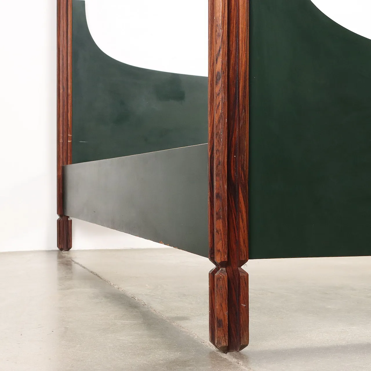 Double Bed in exotic wood and green laminate, Italy, 1960s 6