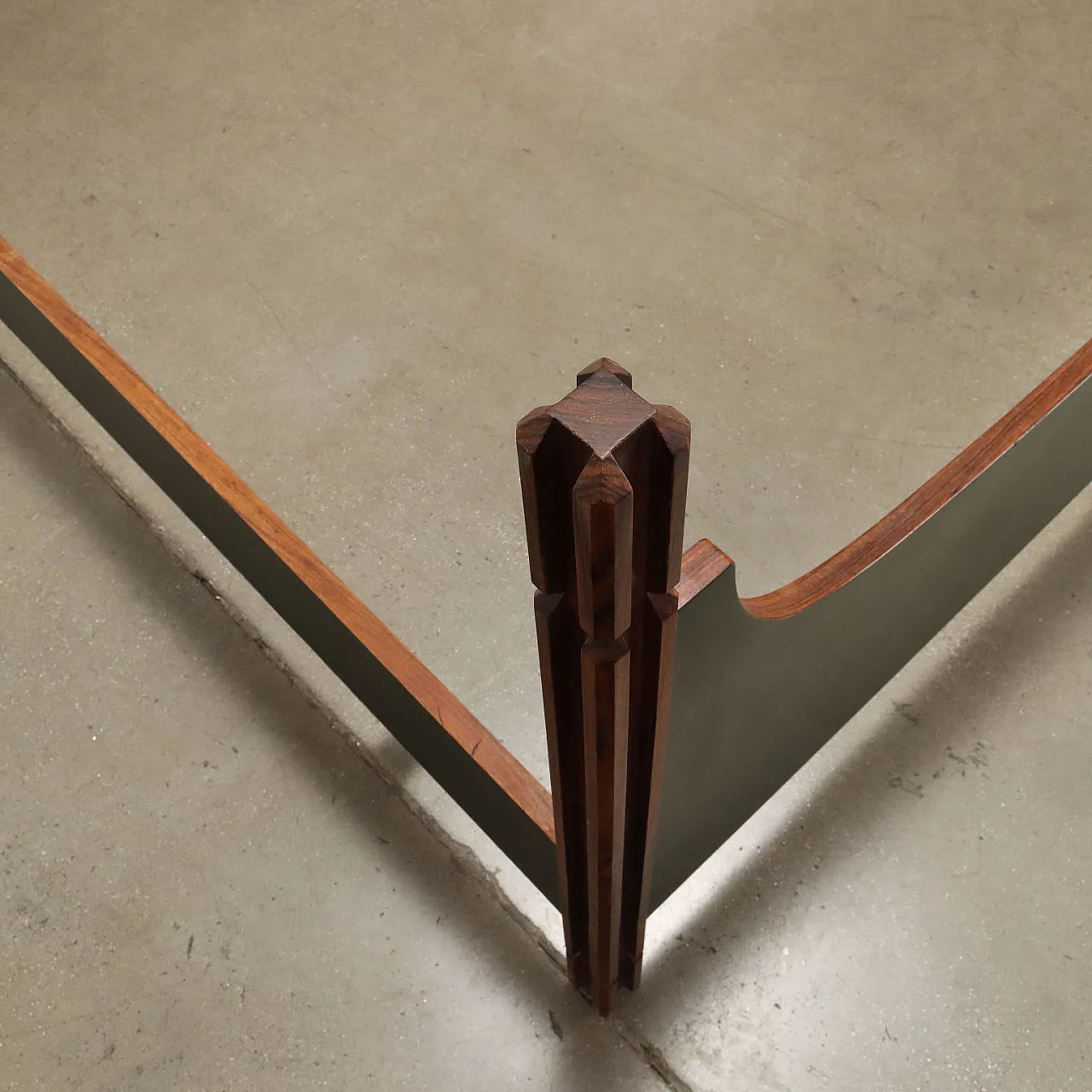 Double Bed in exotic wood and green laminate, Italy, 1960s 7