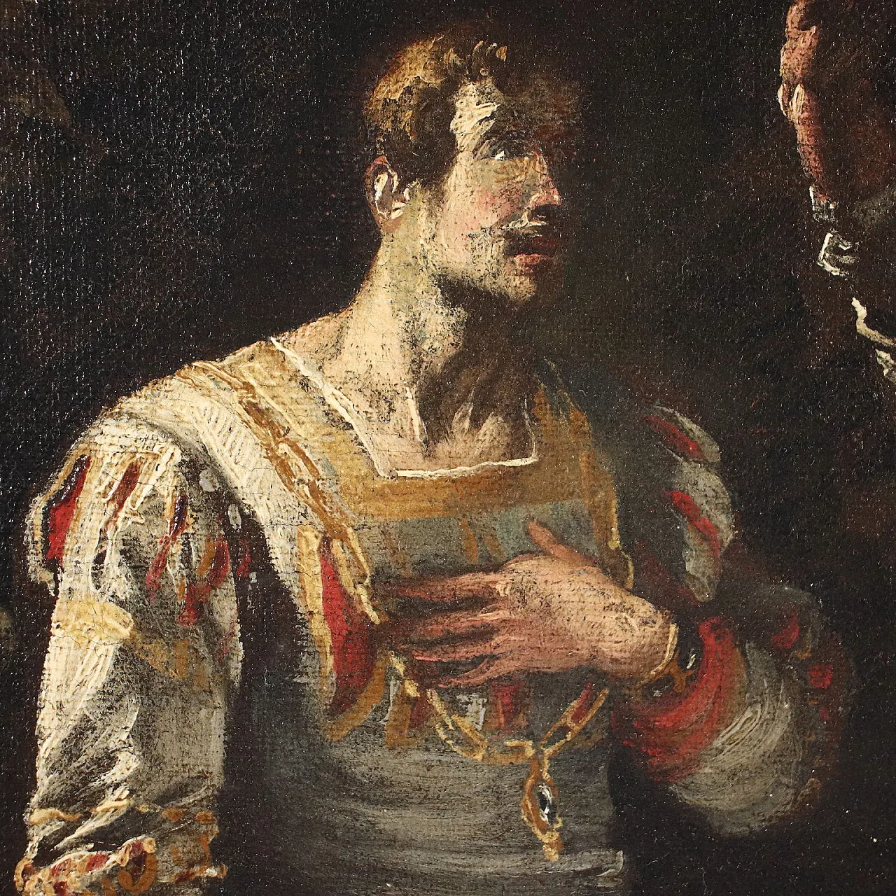 Dipinto notturno con soggetto storico, olio su tela, '600 4