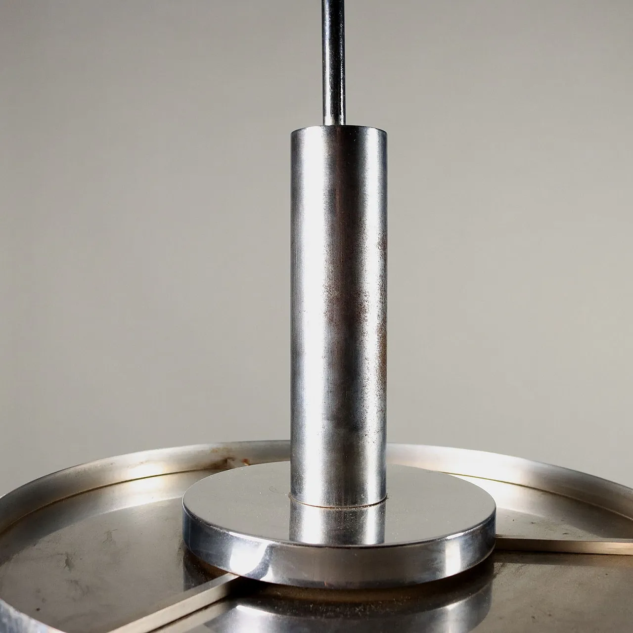 Ceiling lamp in chromed metal & worked glass dowels, 1960s 10