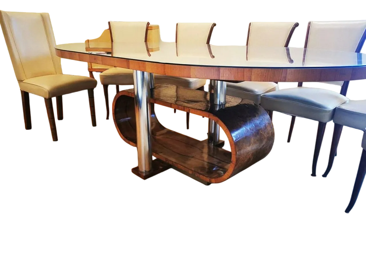 Tavolo art deco in noce e acciaio radic, 1935 8