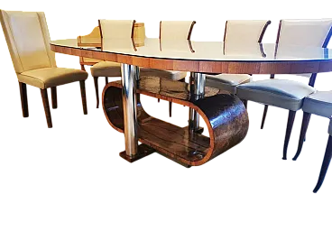 Tavolo art deco in noce e acciaio radic, 1935