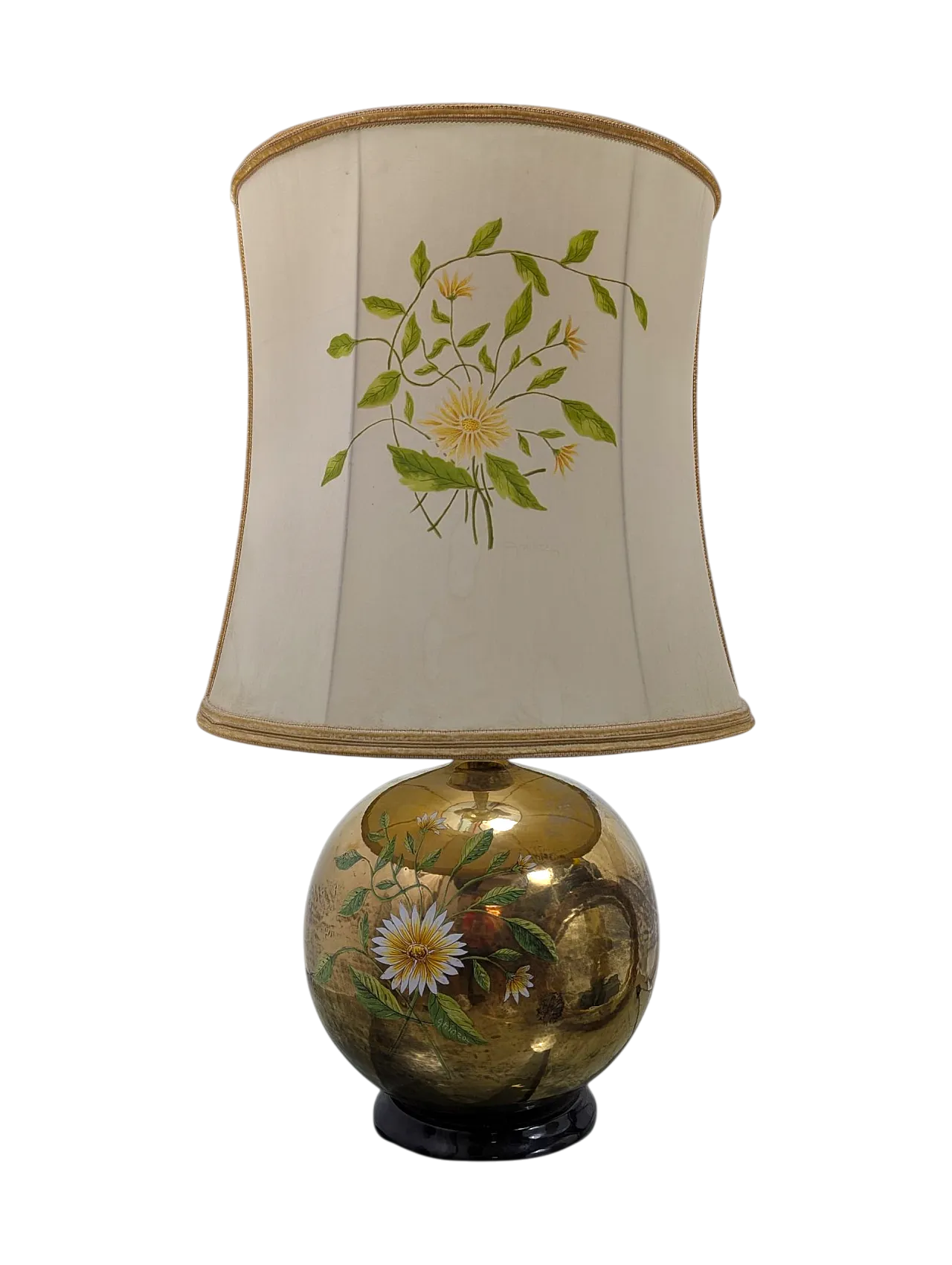 Golden ceramic lamp with floral decoration of Ghinza, 70s 9