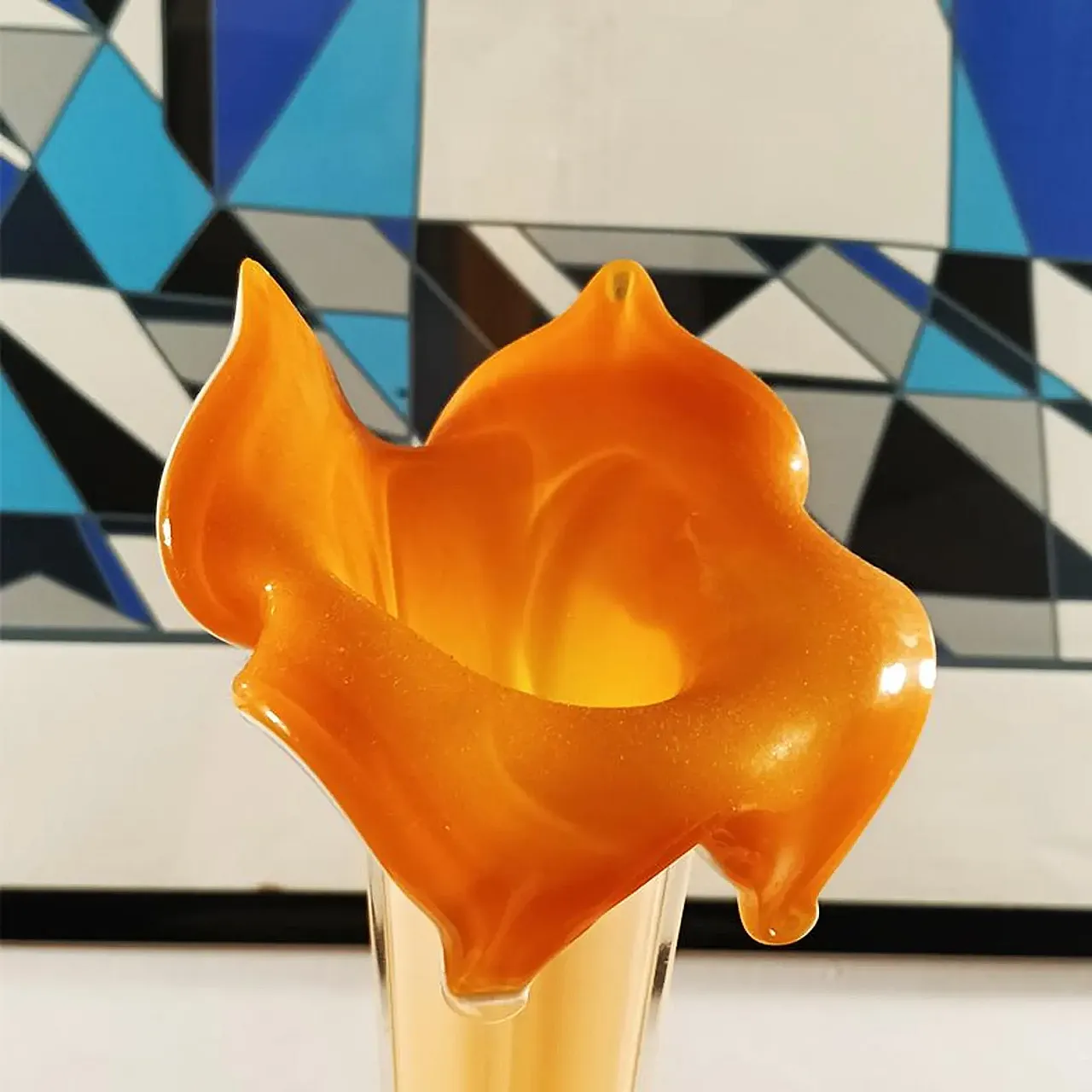 Vaso floreale arancione in vetro di Murano, anni '60 1