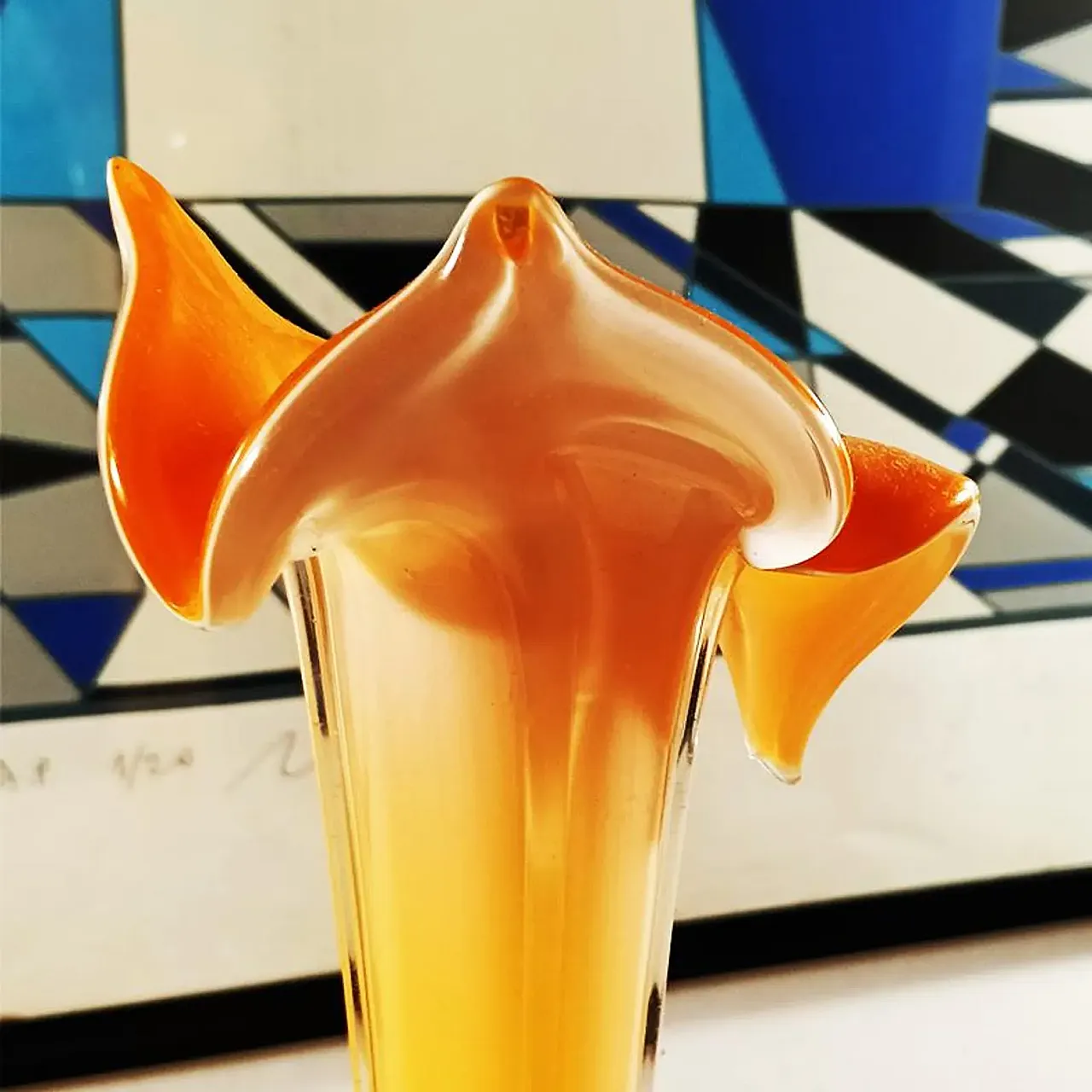 Vaso floreale arancione in vetro di Murano, anni '60 4