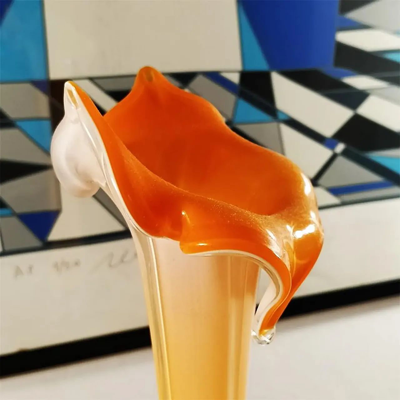 Vaso floreale arancione in vetro di Murano, anni '60 5