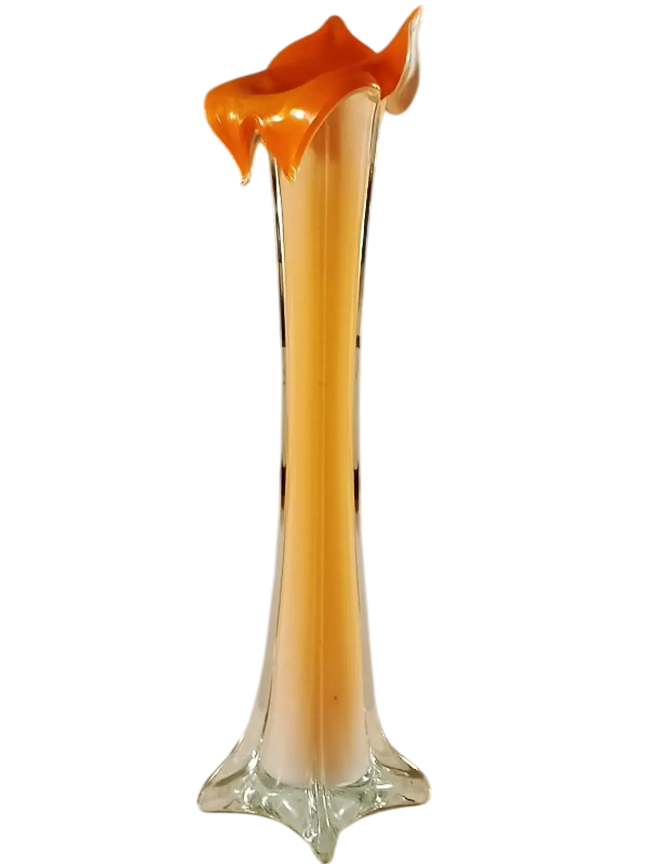 Vaso floreale arancione in vetro di Murano, anni '60 7