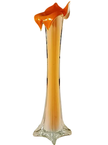 Orange floral vase in Murano glass, 1960s