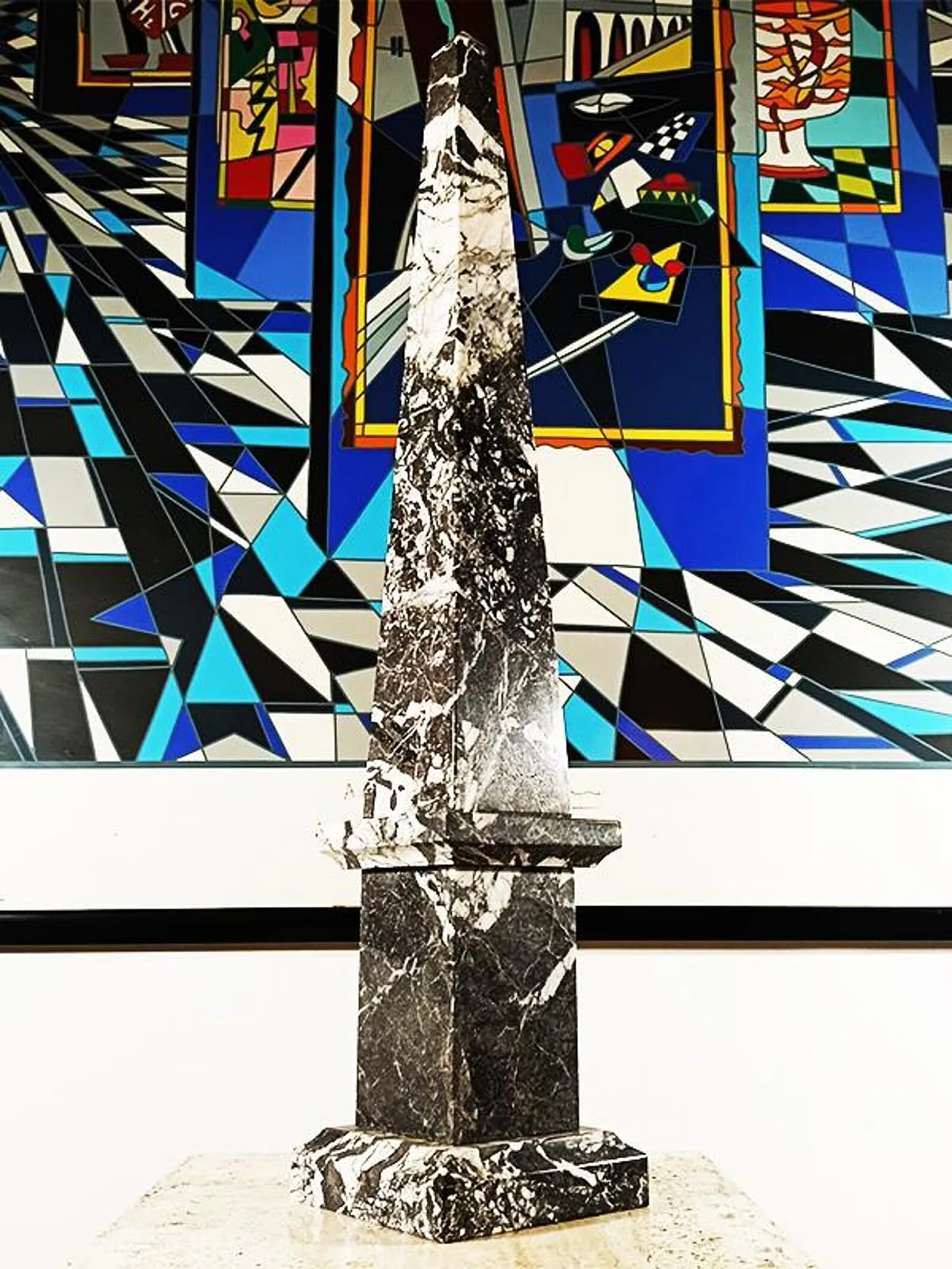 Hand carved obelisk in Black Marble from L'Aquitania, 1960s 2